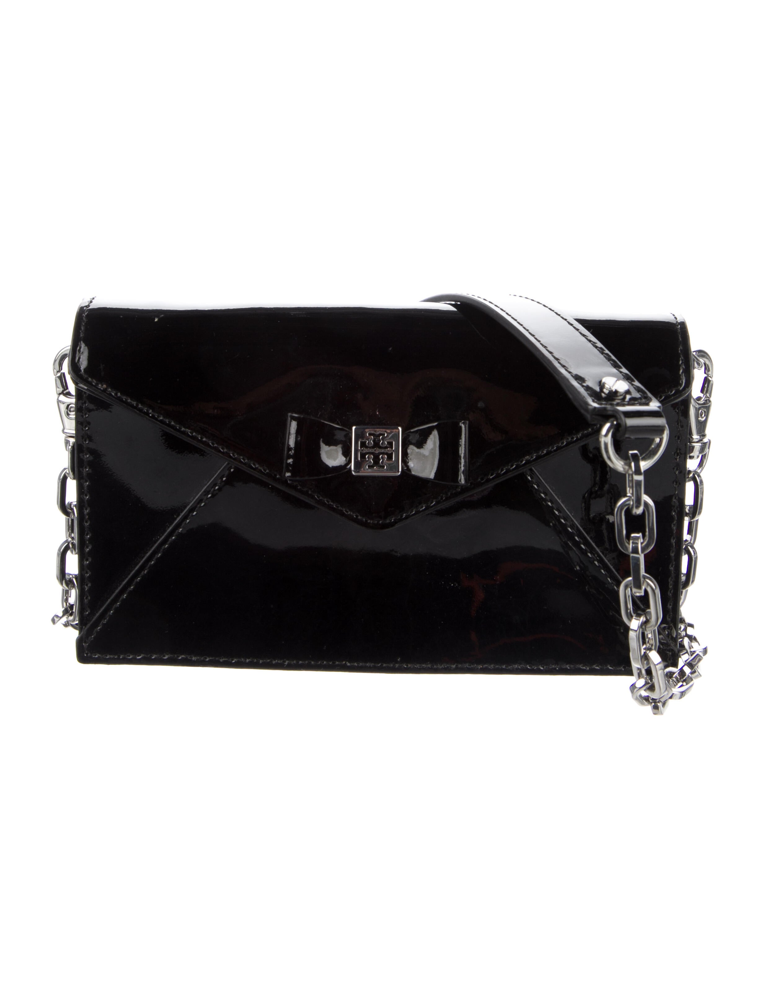 Tory Burch Patent Leather Chainlink Crossbody Bag Black Crossbody