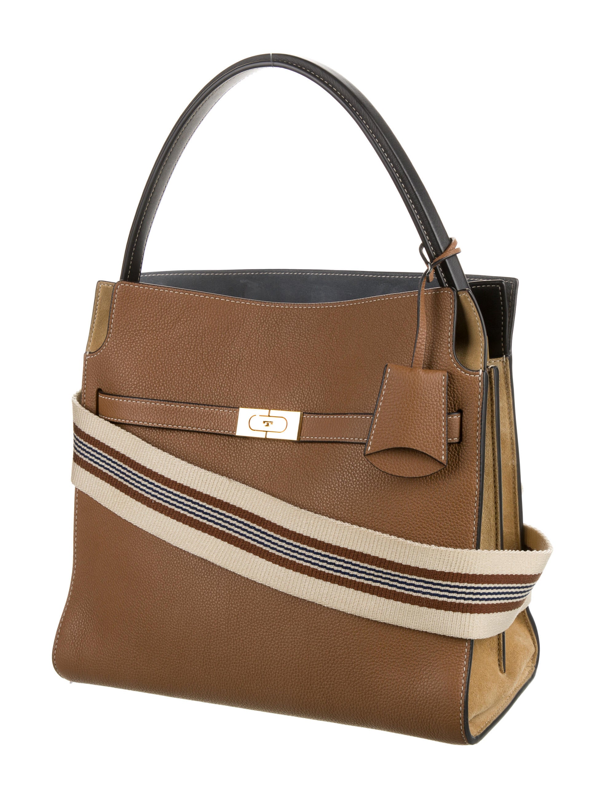 Tory Burch Grained Leather Handle Bag Brown Handle Bags, Handbags