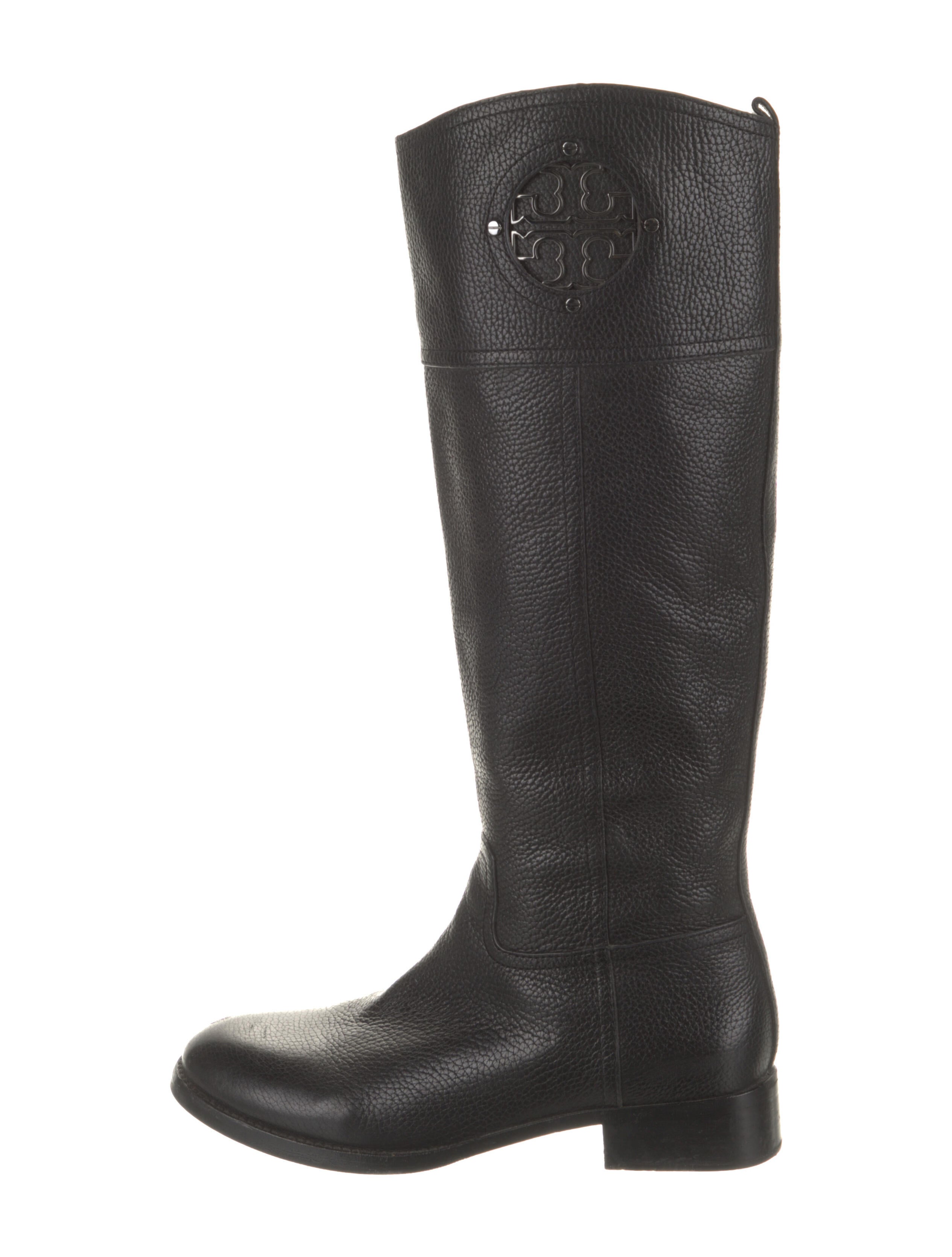 Tory Burch Leather Riding Boots Black Boots, Shoes WTO489437 The