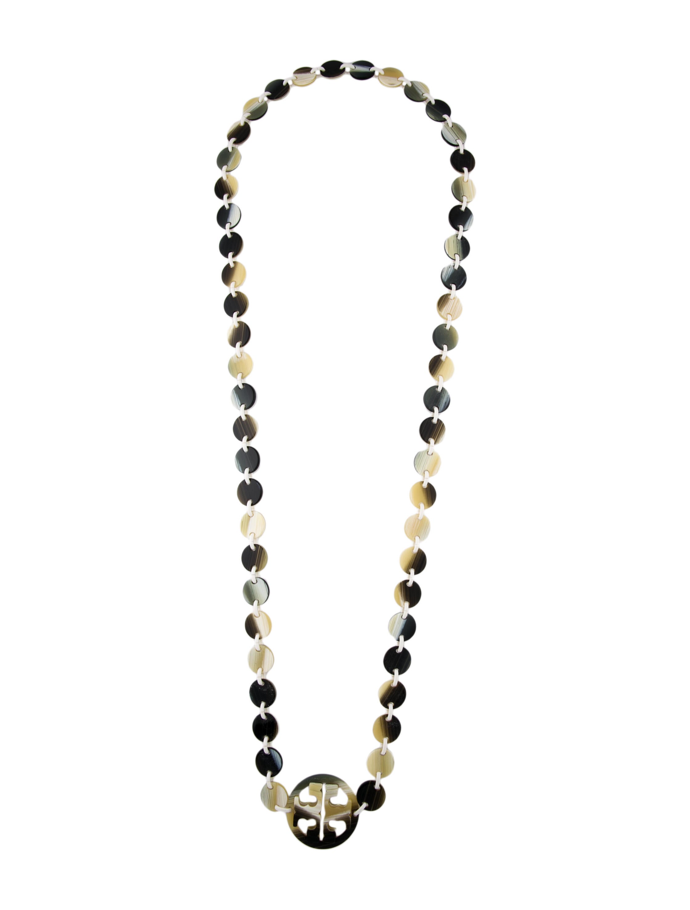 Tory Burch Resin Logo Pendant Necklace Black Pendant Necklace