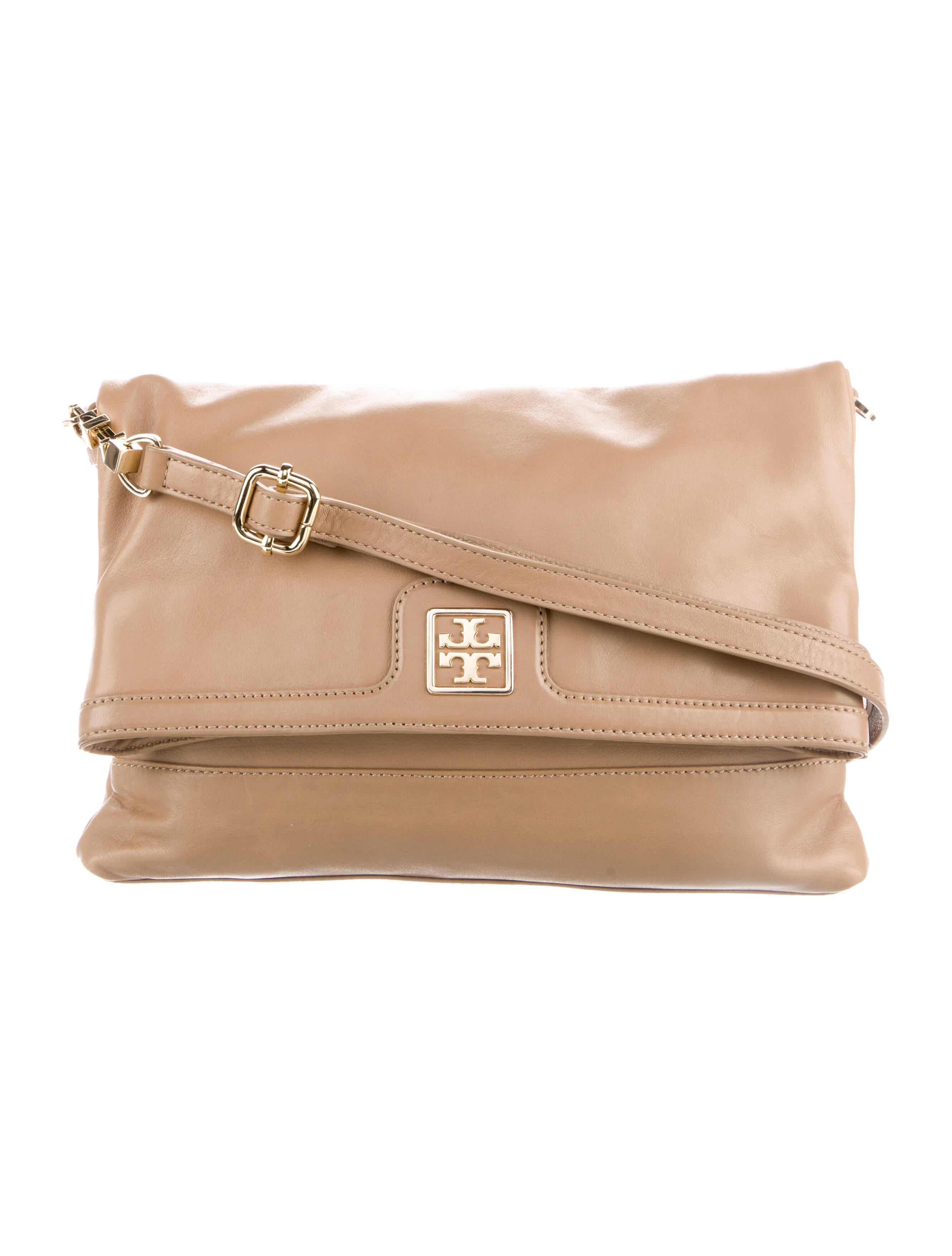 Tory Burch FoldOver Leather Crossbody Bag Neutrals Crossbody Bags