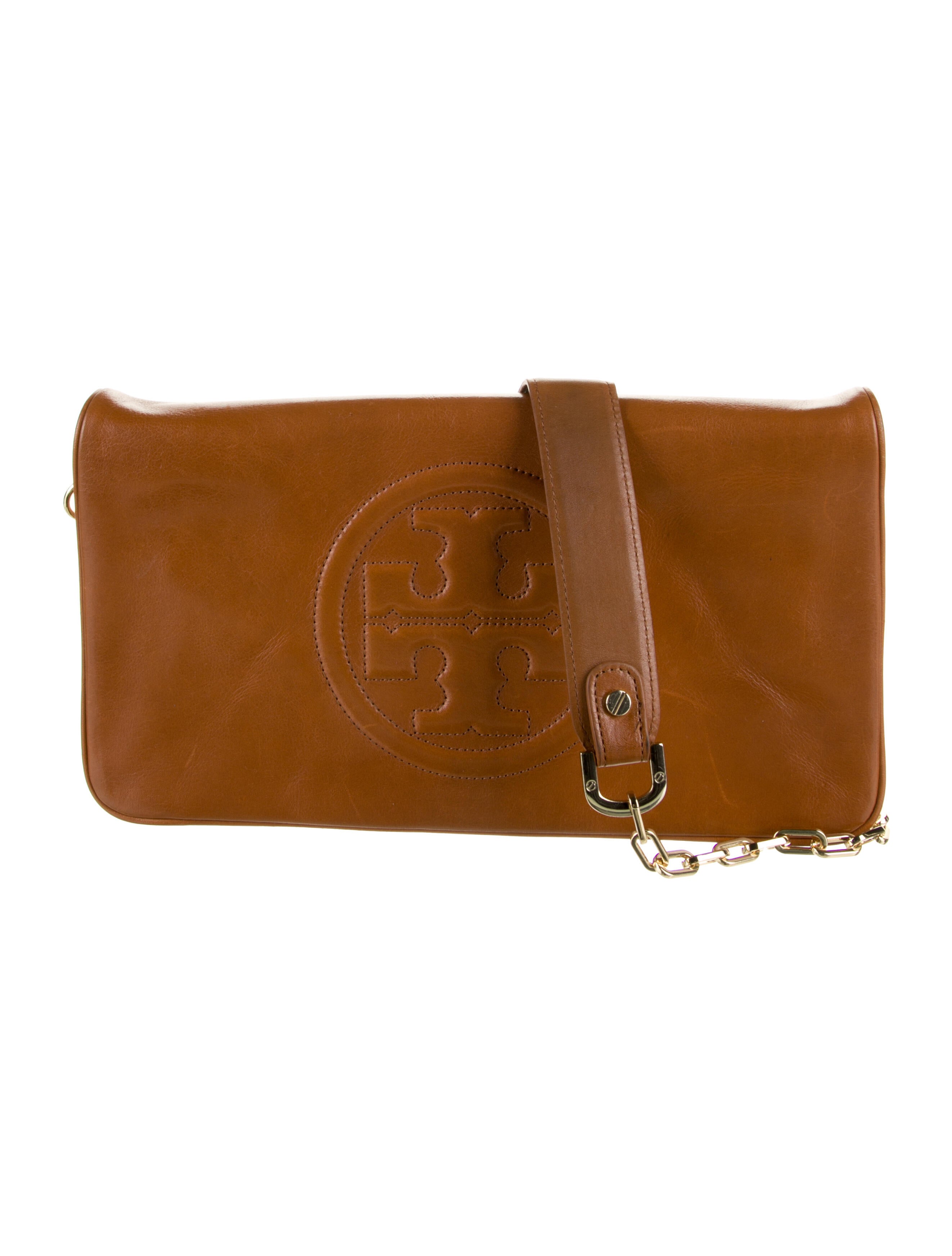 Tory Burch Leather ChainLink Shoulder Bag Brown Shoulder Bags
