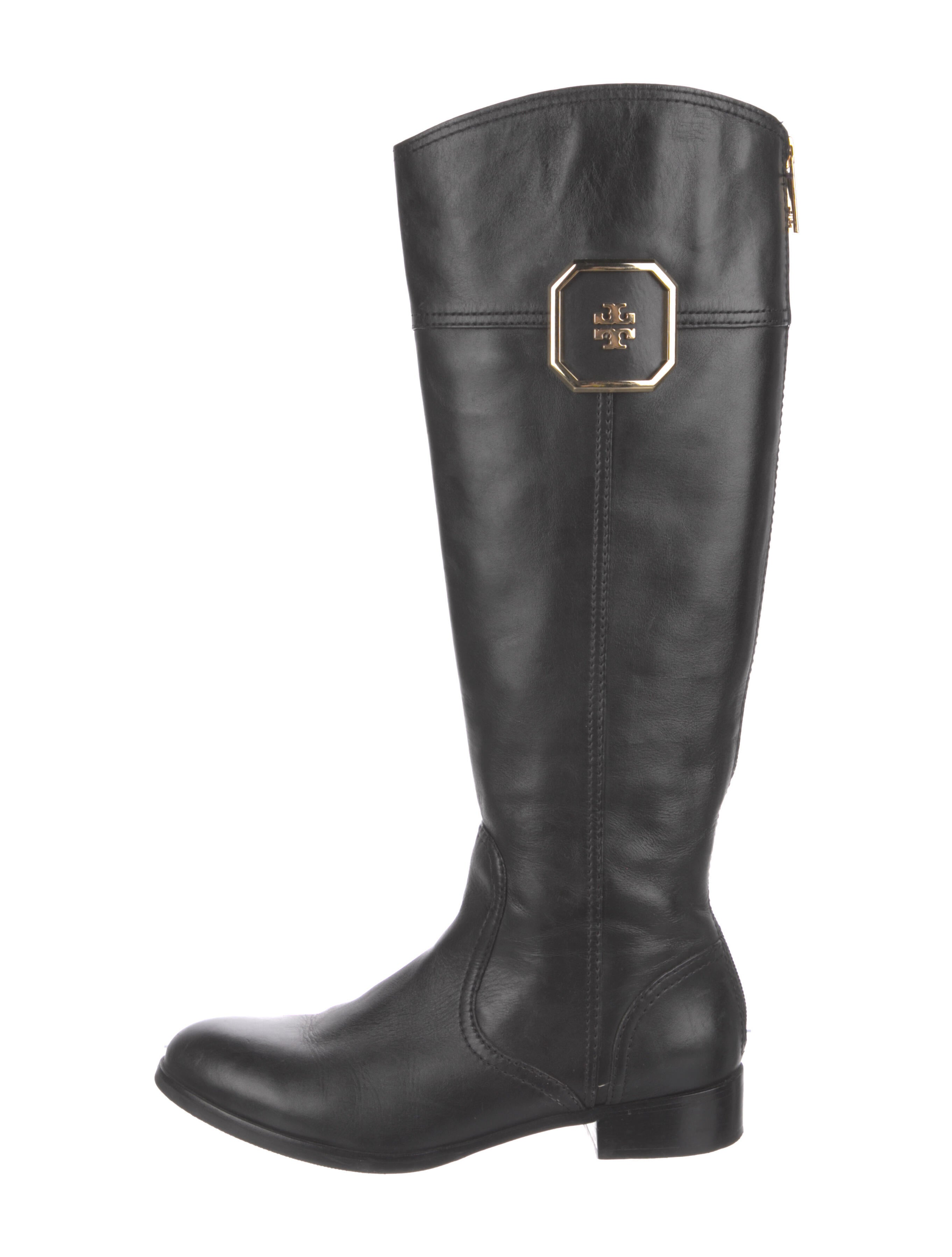 Tory Burch Leather Riding Boots Black Boots, Shoes WTO498855 The