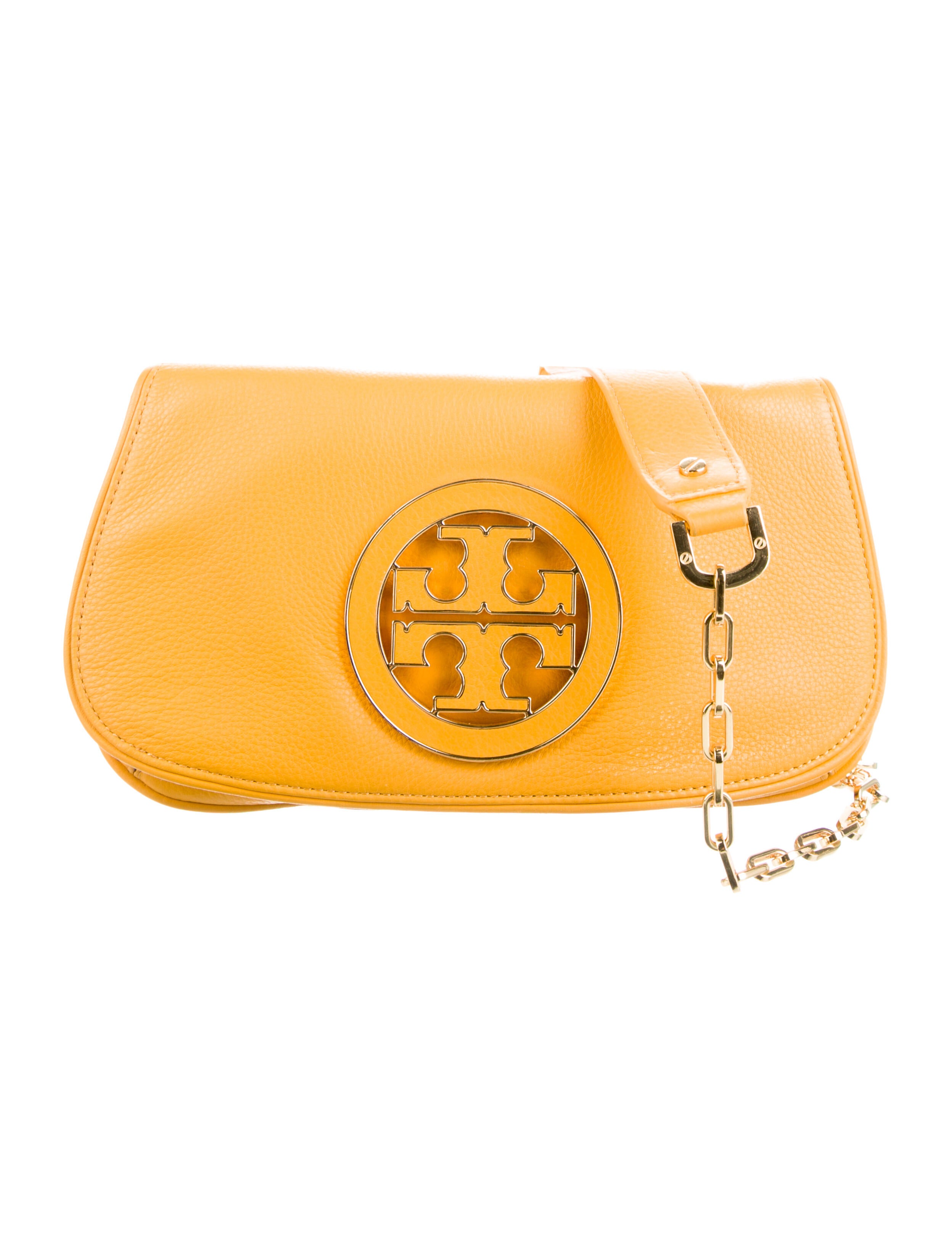 Tory Burch Leather Crossbody Clutch Bag Yellow Crossbody Bags