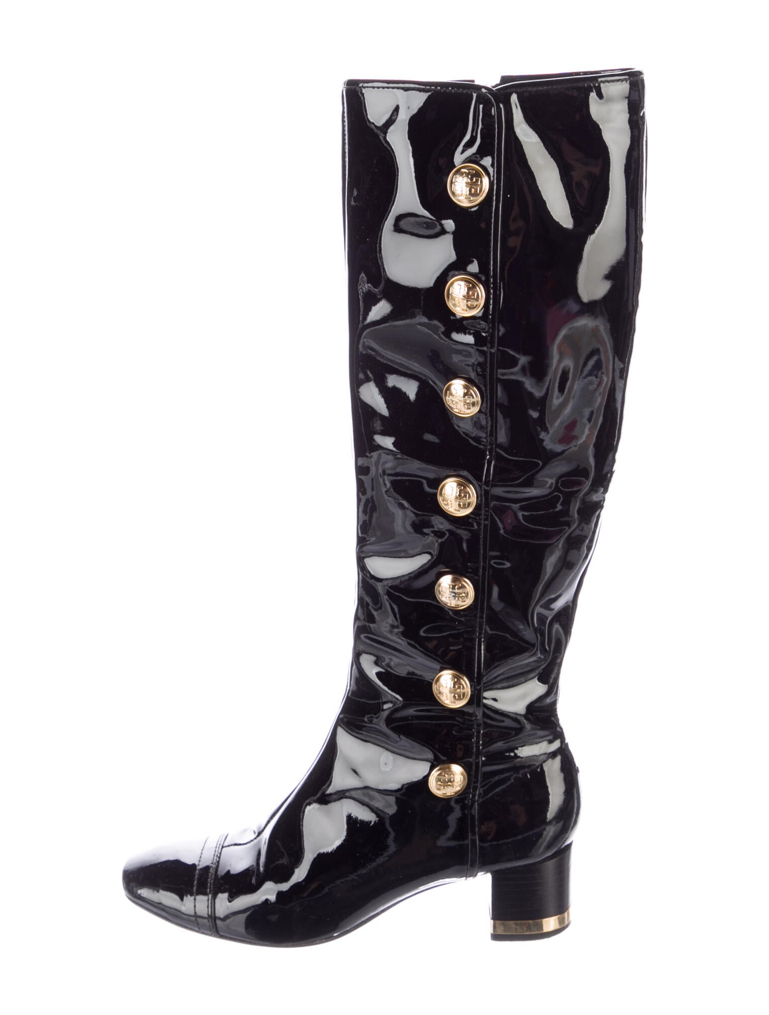 Tory Burch Patent Leather Riding Boots Black Boots, Shoes WTO501075