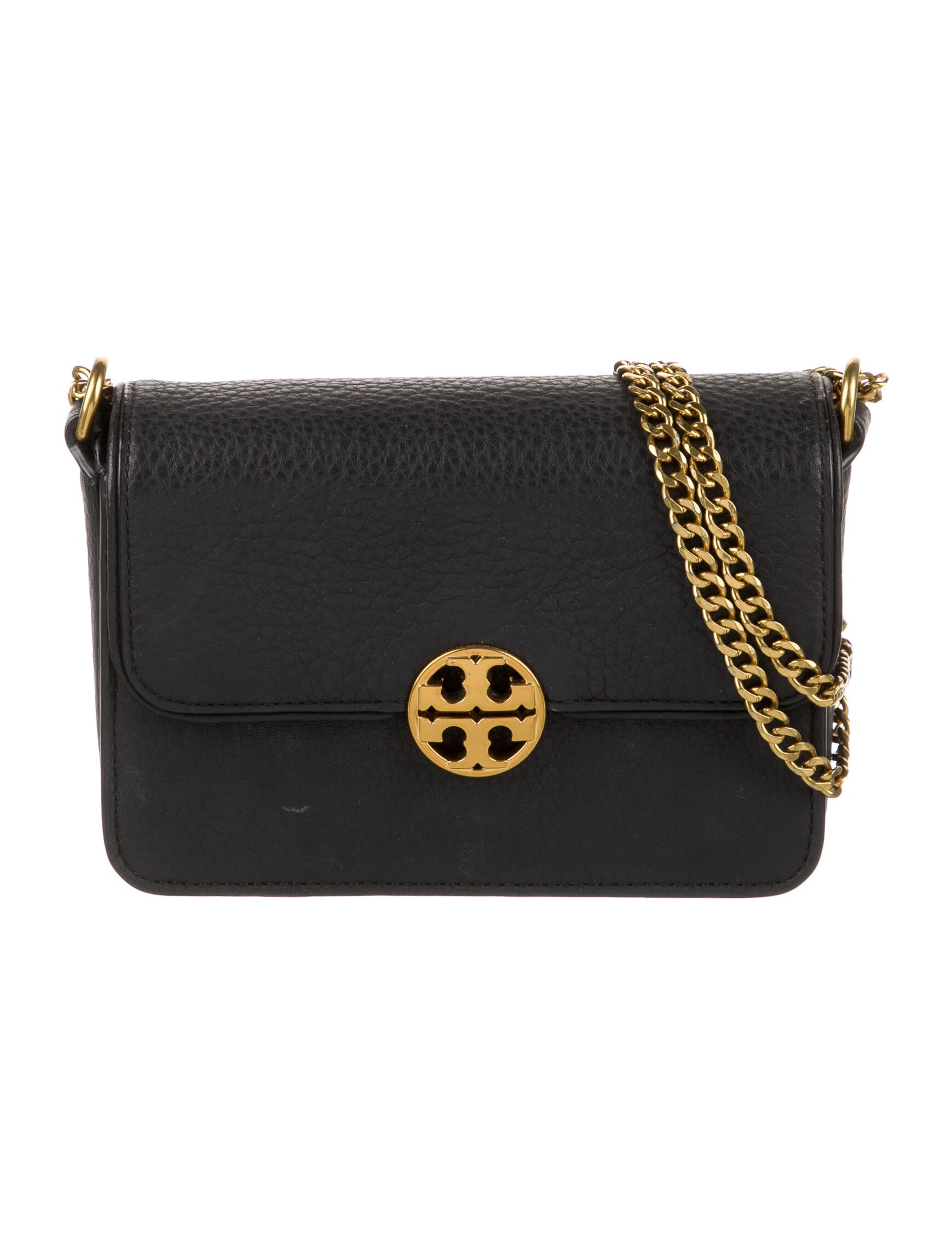 Tory Burch Leather Chainlink Shoulder Bag Black Shoulder Bags
