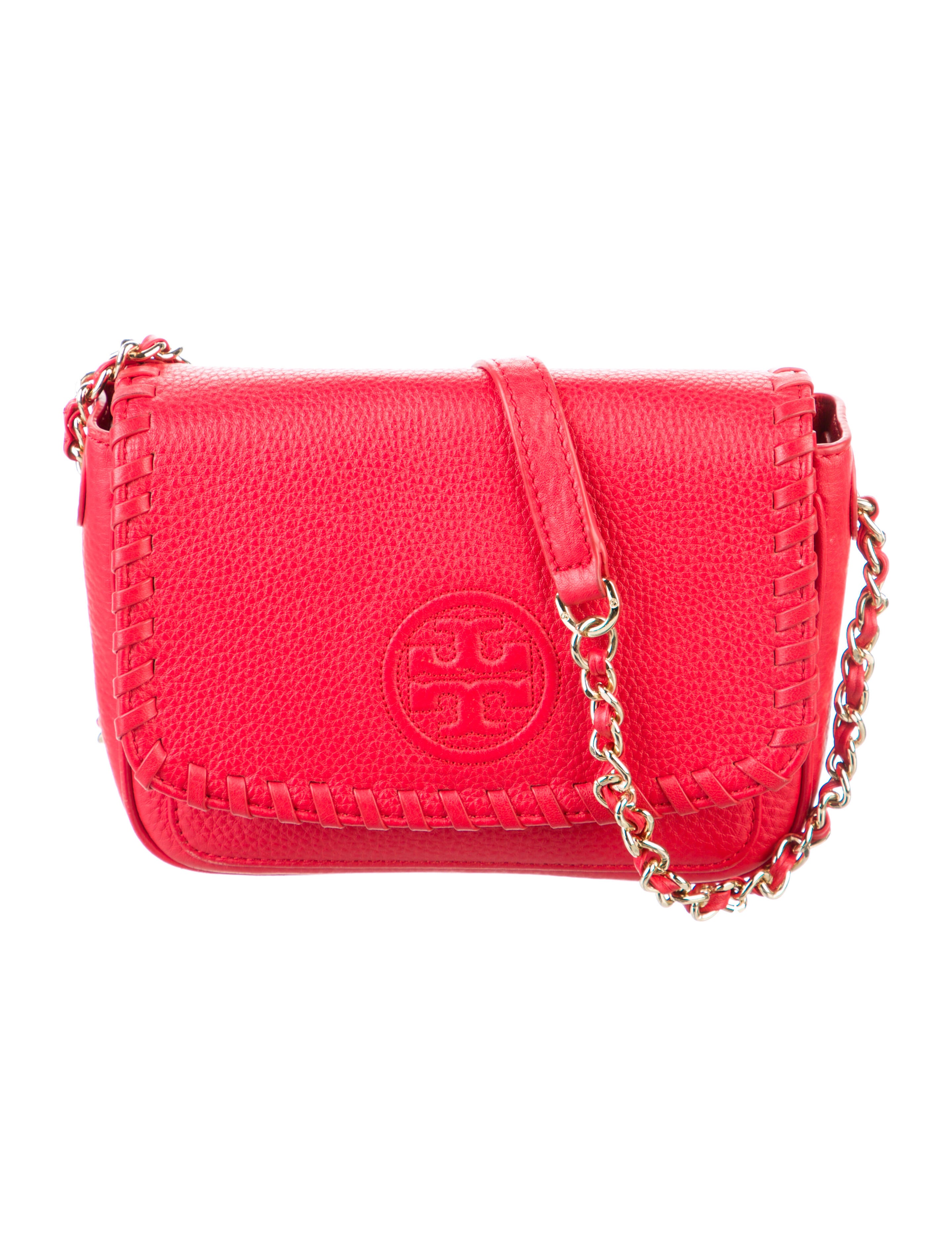 Tory Burch ChainLink Leather Crossbody Bag Red Crossbody Bags