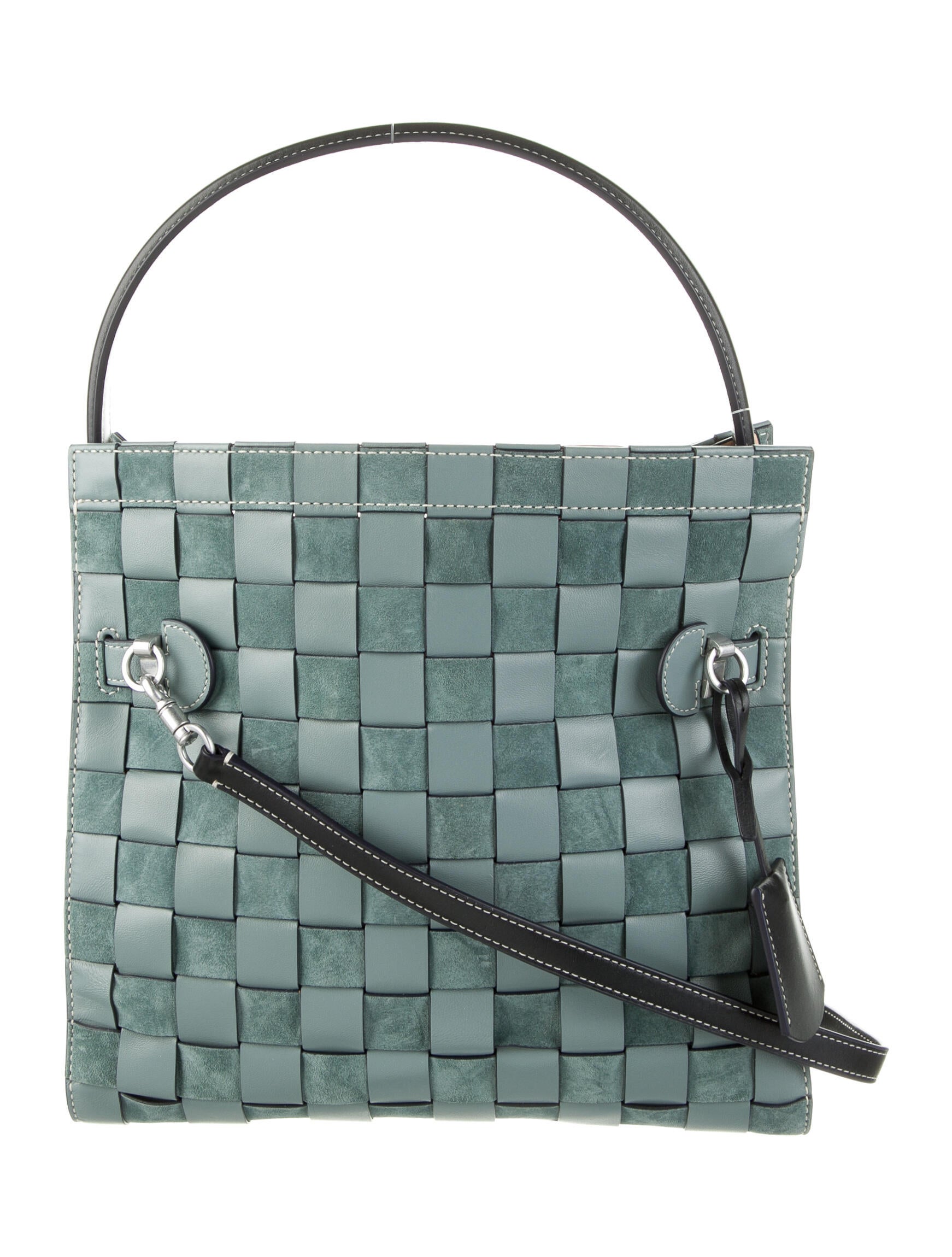 Tory Burch Lee Radziwill Woven Double Bag - Green Shoulder Bags