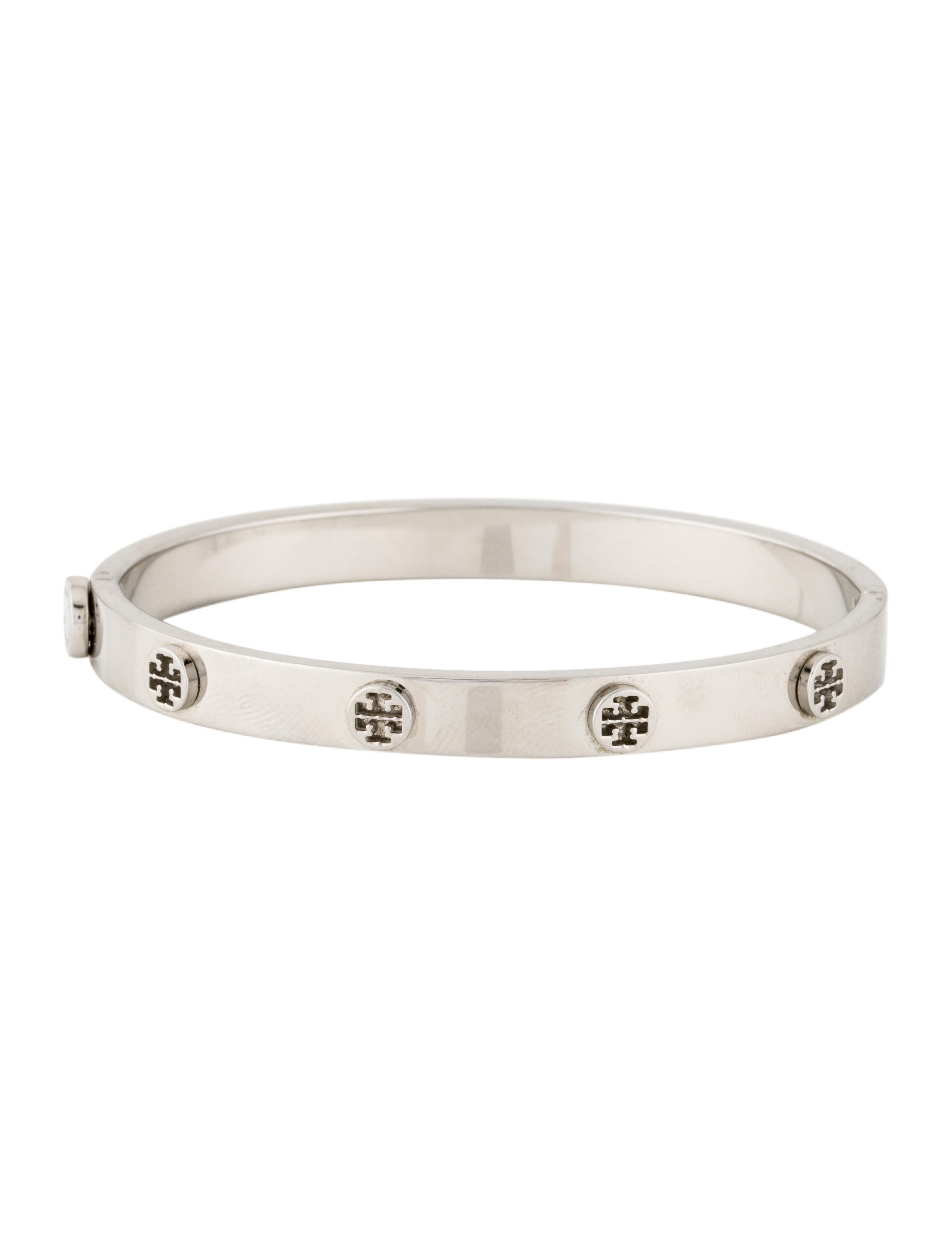 Tory Burch Reverse Cutout Logo Bangle Bracelet GoldTone Metal Bangle