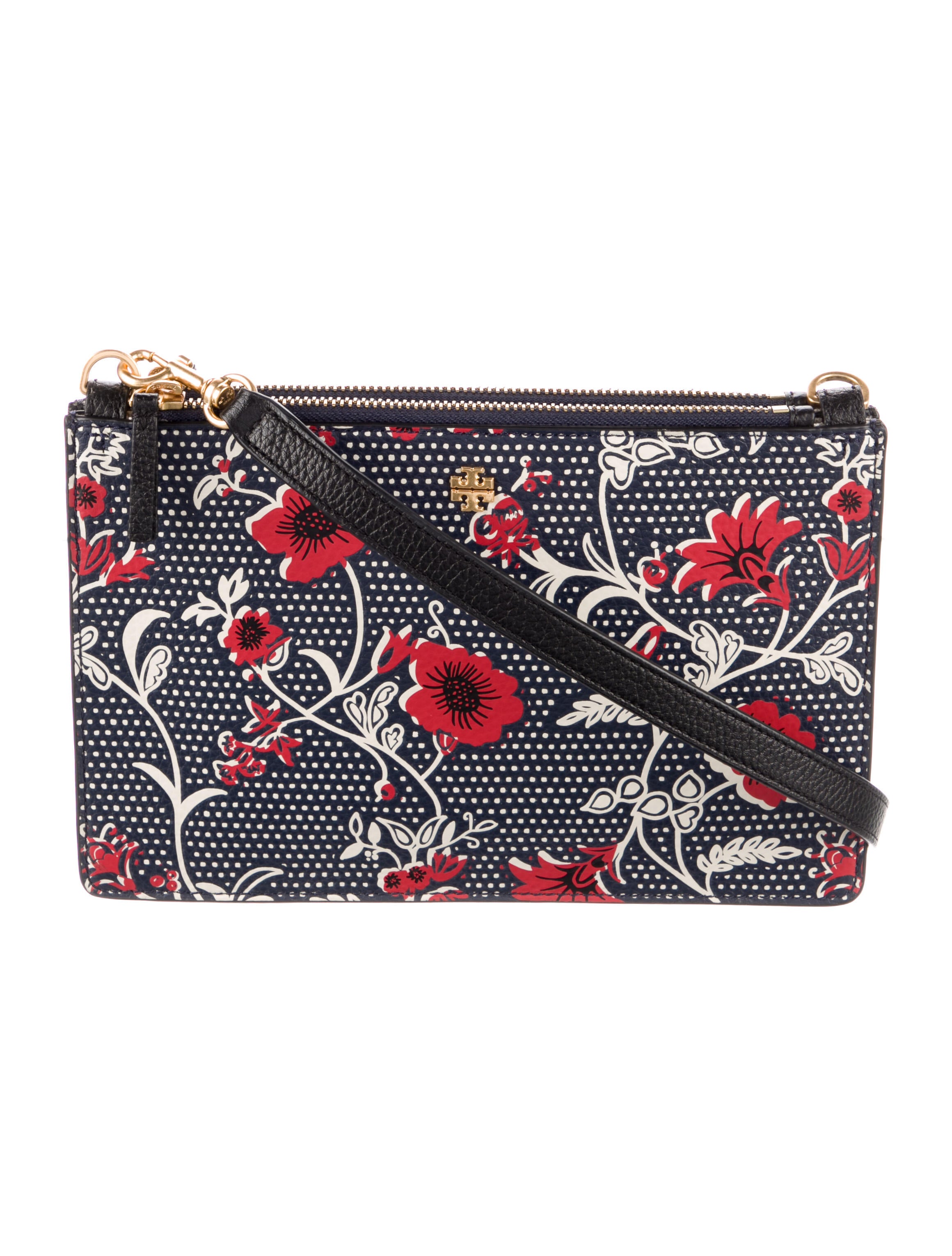 Tory Burch Leather Printed Crossbody Bag Blue Crossbody Bags