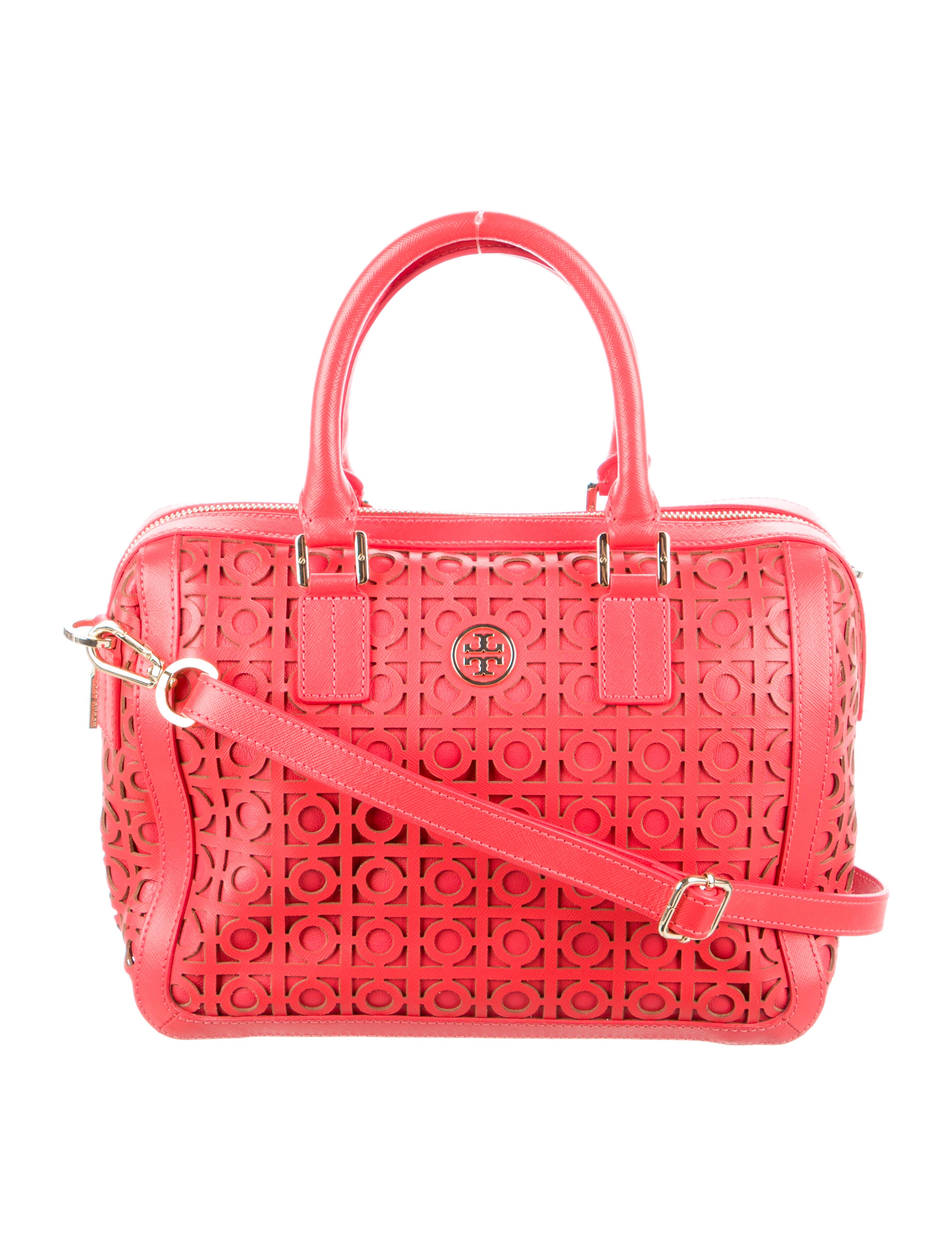 Tory Burch Canvas LeatherTrimmed Handle Bag Brown Handle Bags