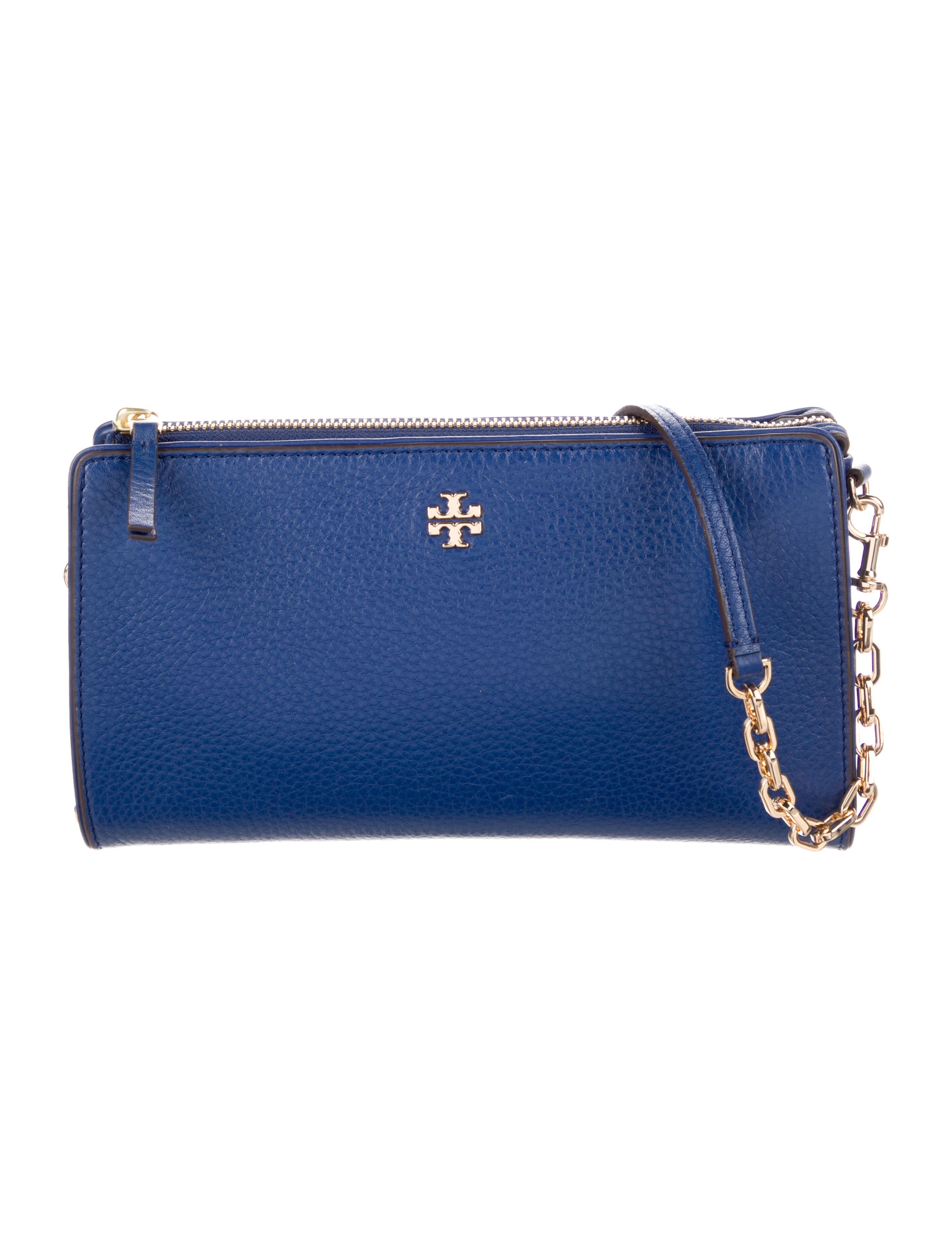 Tory Burch Pebbled Leather Crossbody Bag Blue Crossbody Bags