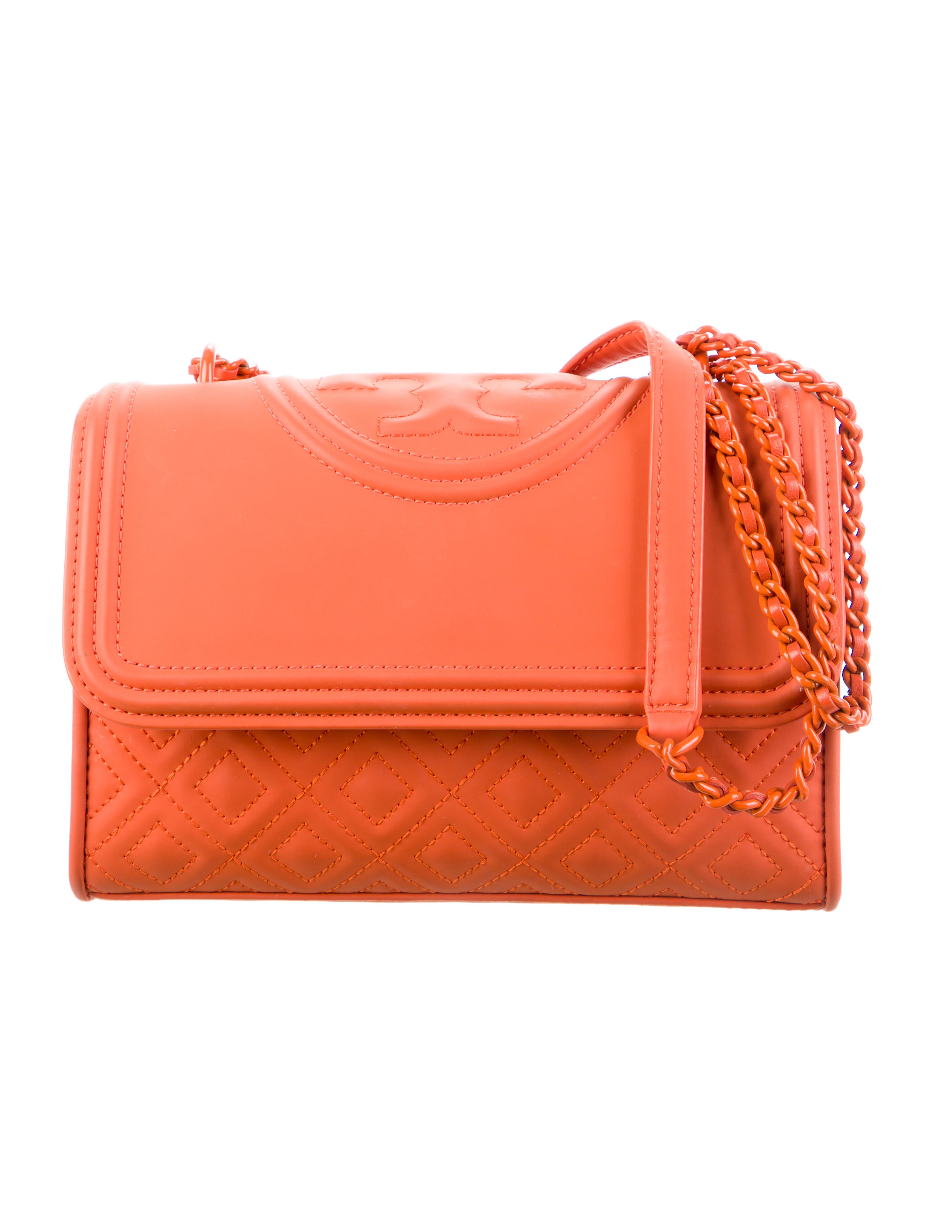 Tory Burch Quilted Leather Crossbody Bag Orange Crossbody Bags