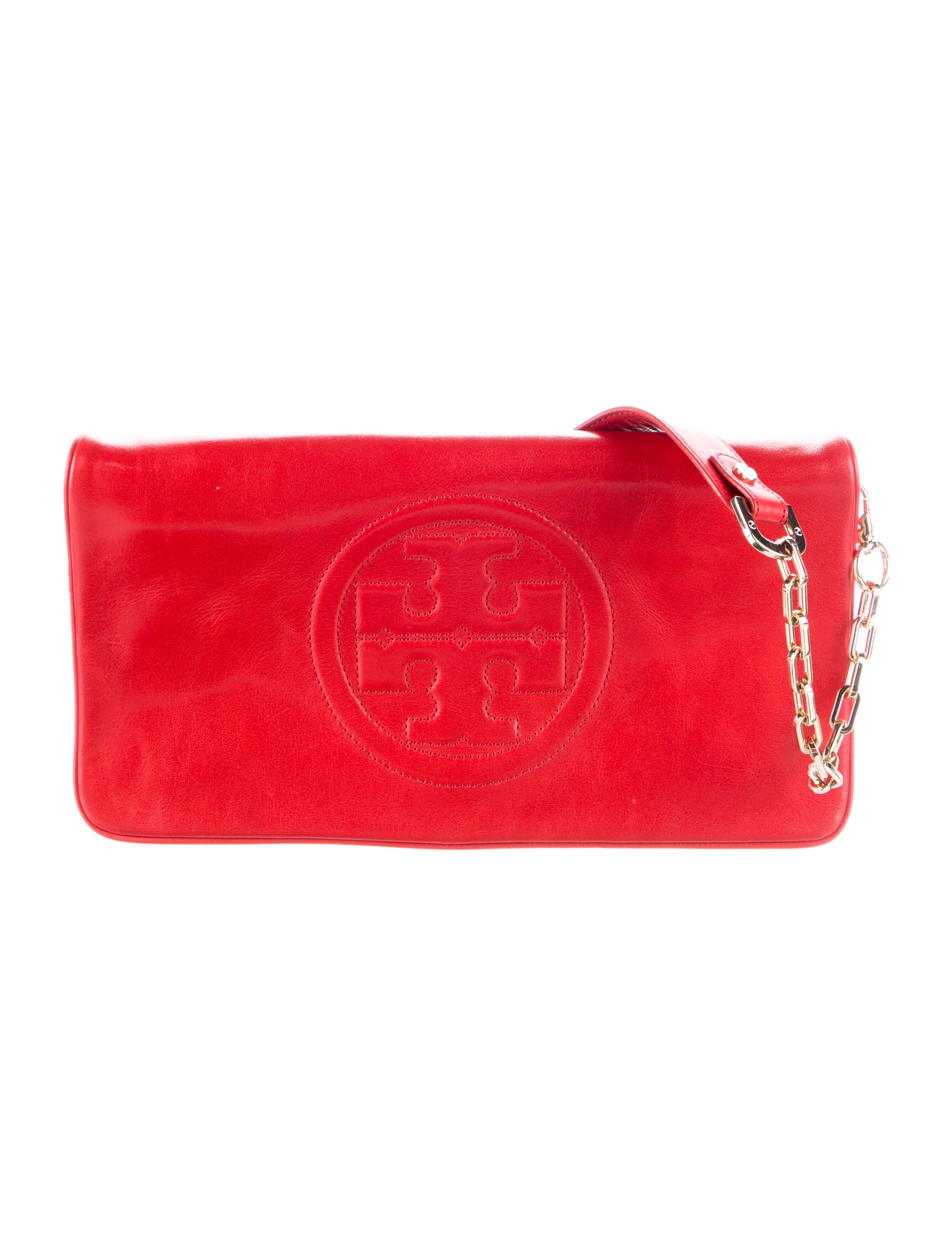 Tory Burch ChainLink Leather Shoulder Bag Red Shoulder Bags