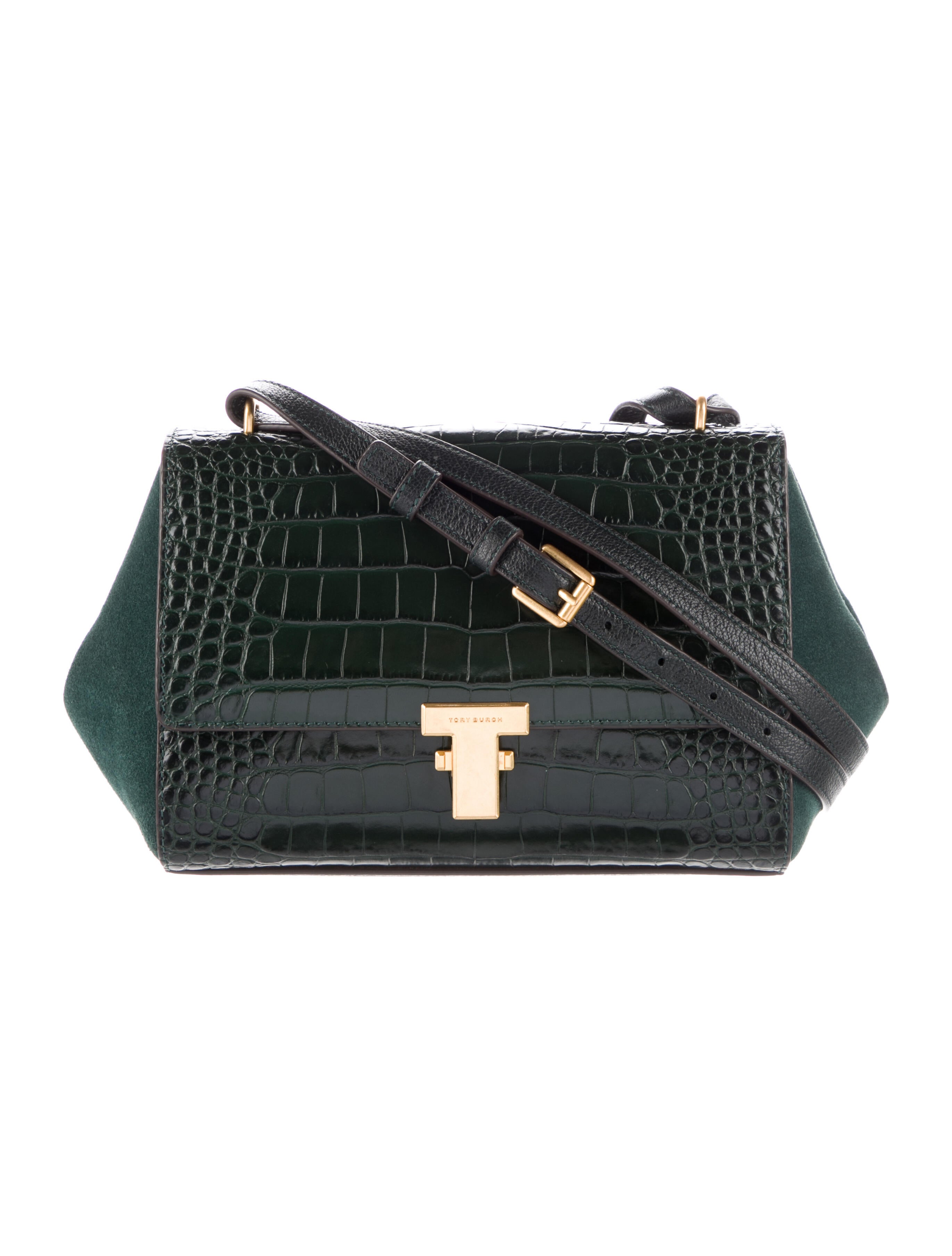 Tory Burch Embossed Leather Crossbody Bag Green Crossbody Bags