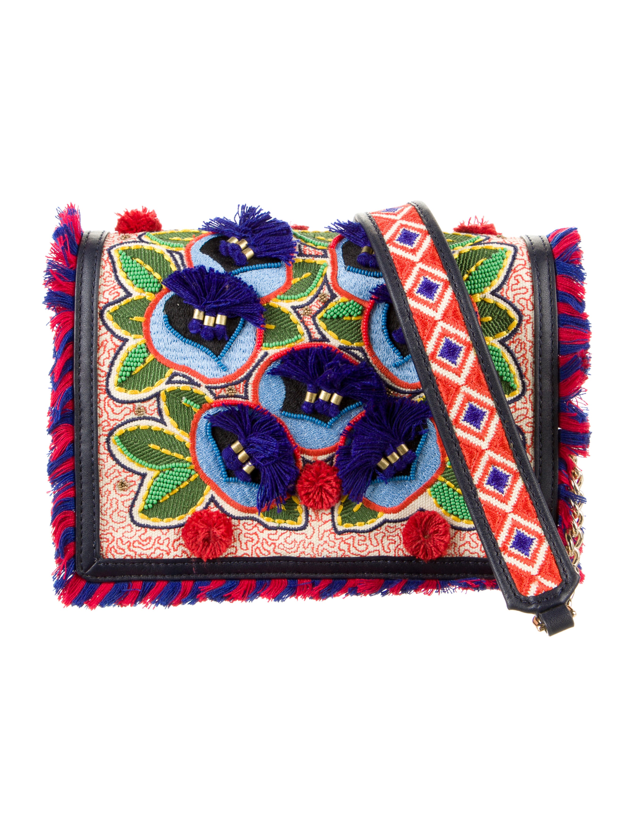 Tory Burch Fringe Trimmed Leather Crossbody Bag Black Crossbody Bags