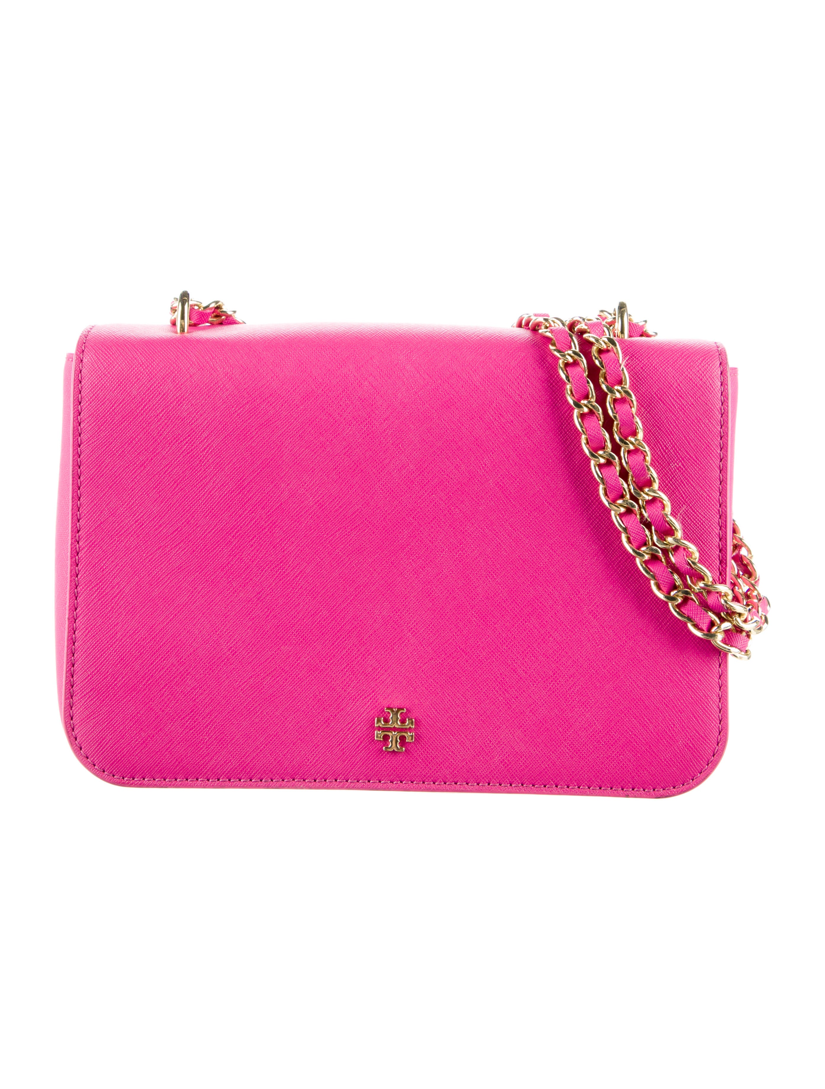 Tory Burch Leather ChainLink Shoulder Bag Pink Shoulder Bags
