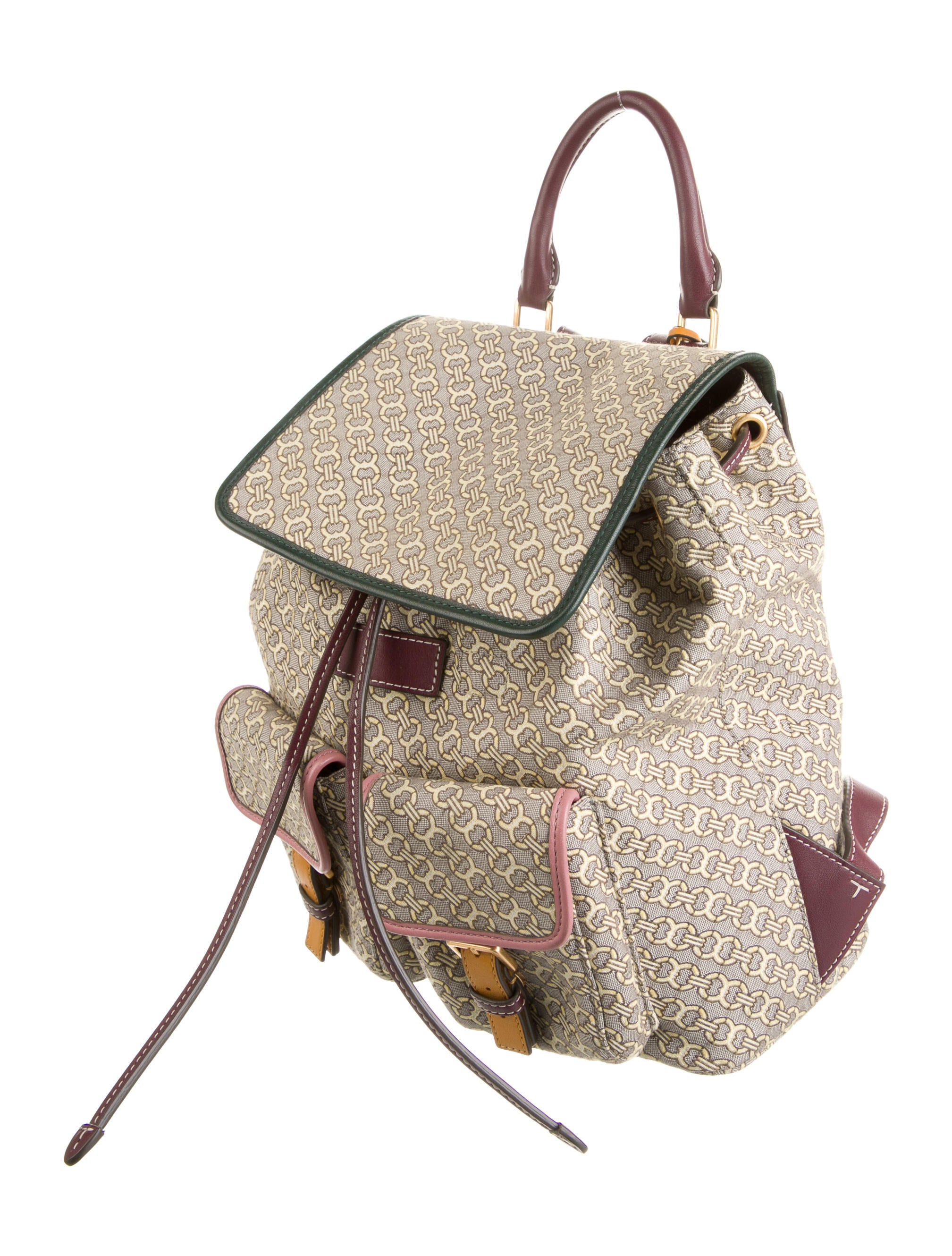 Tory Burch Women's Coated Canvas & Leather Backpack Blue Backpacks