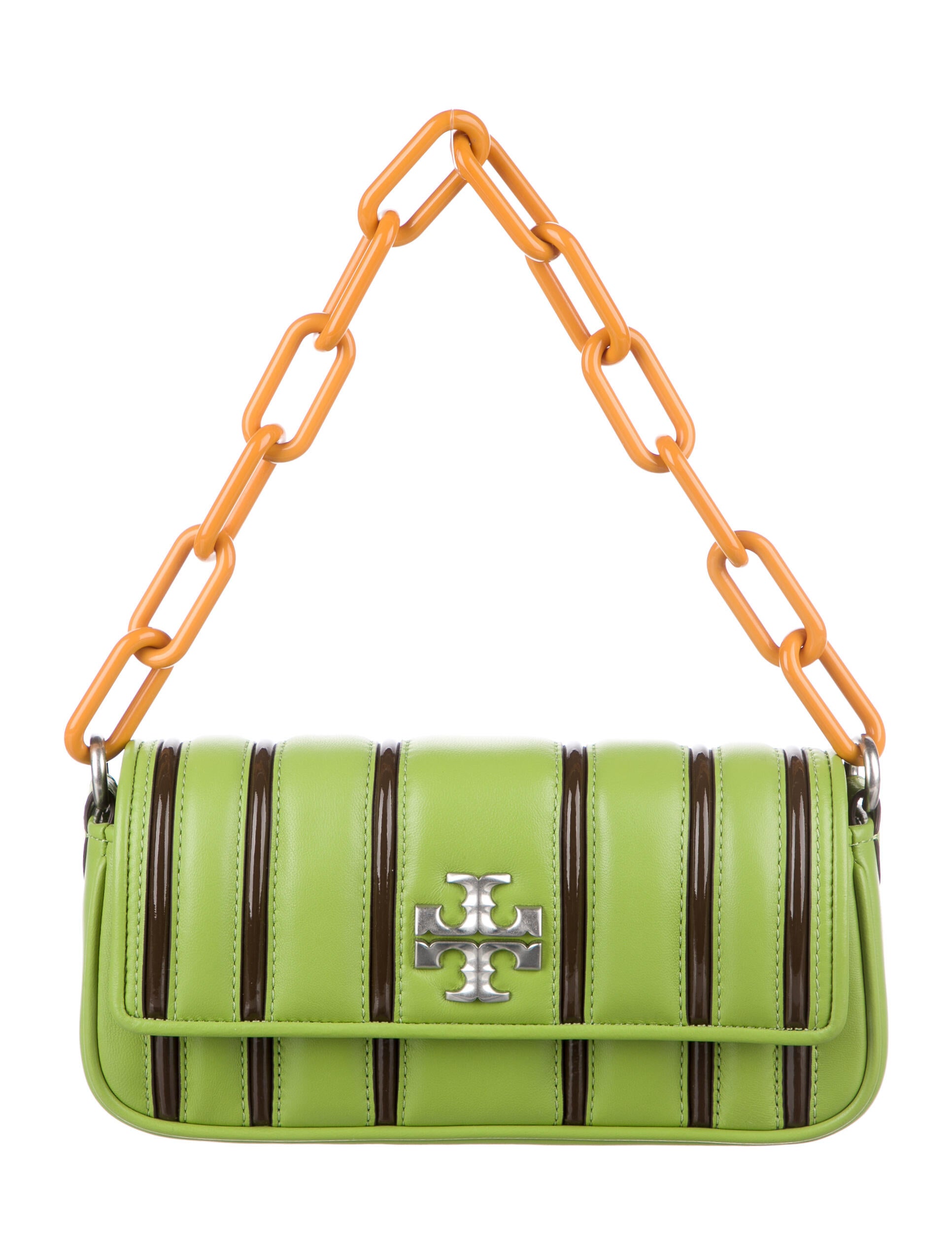 Tory Burch Quilted Leather Shoulder Bag Green Handle Bags, Handbags