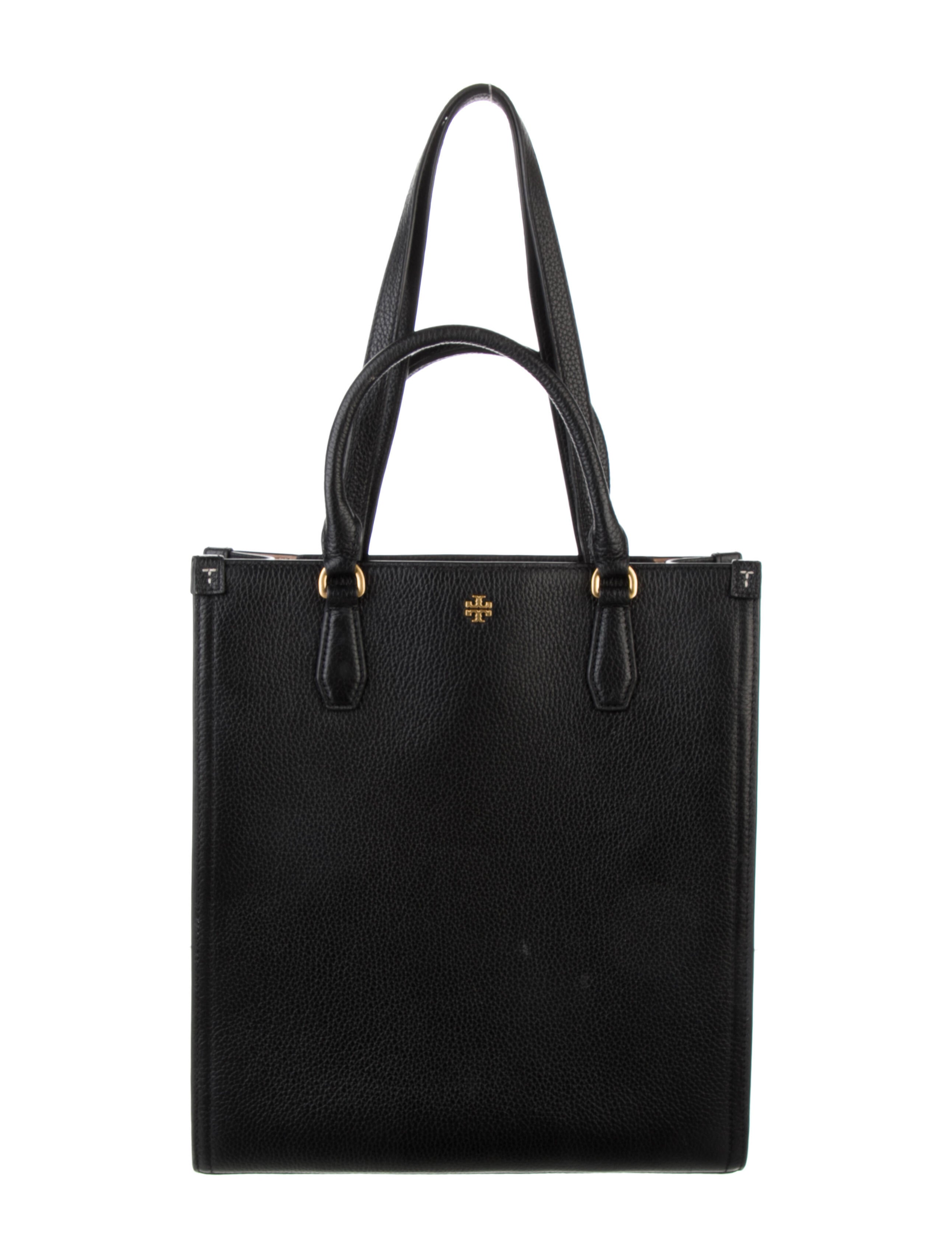 Tory Burch Pebbled Leather Tote Black Shoulder Bags, Handbags