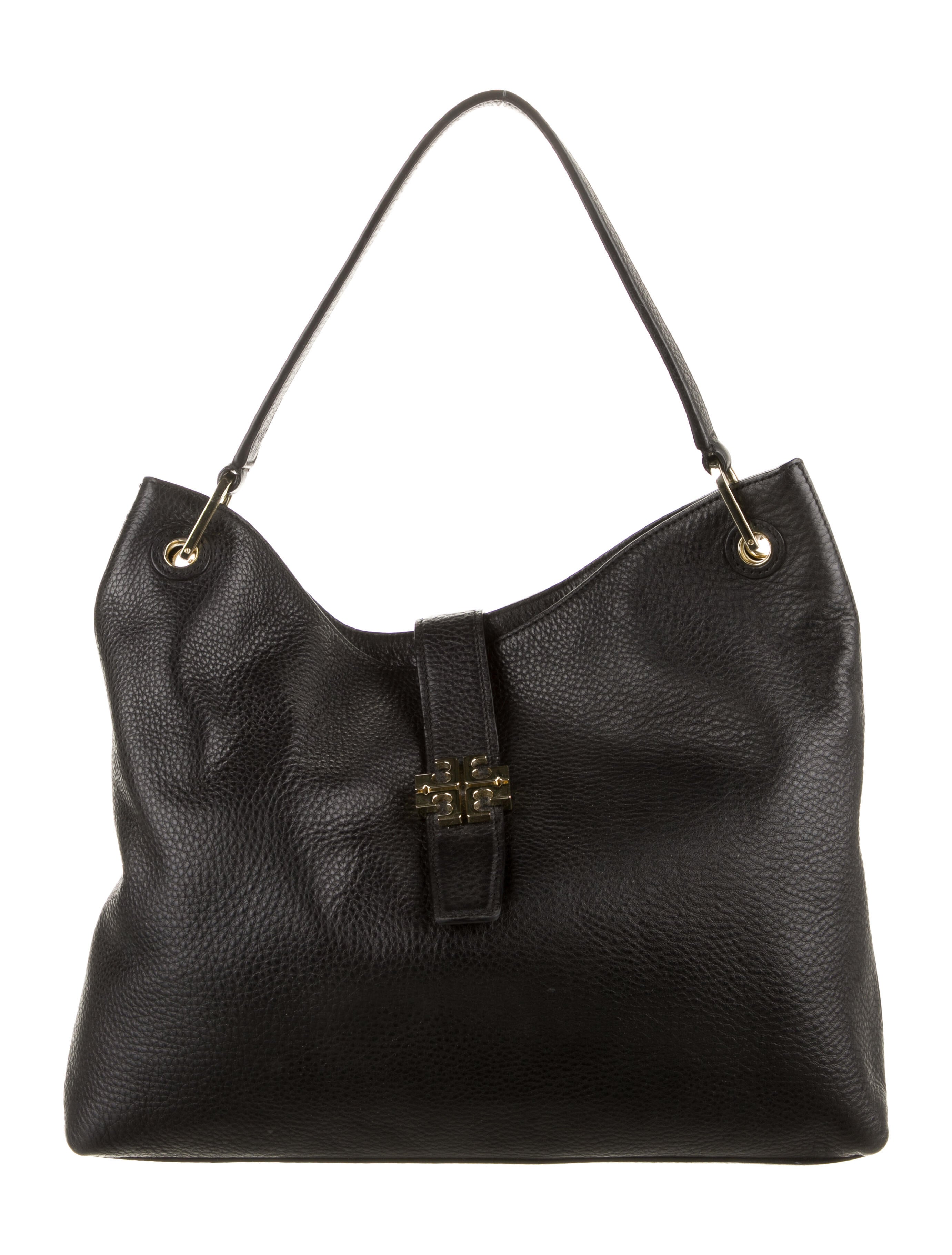 Tory Burch Patent Leather Trimmed Shoulder Bag Black Shoulder Bags