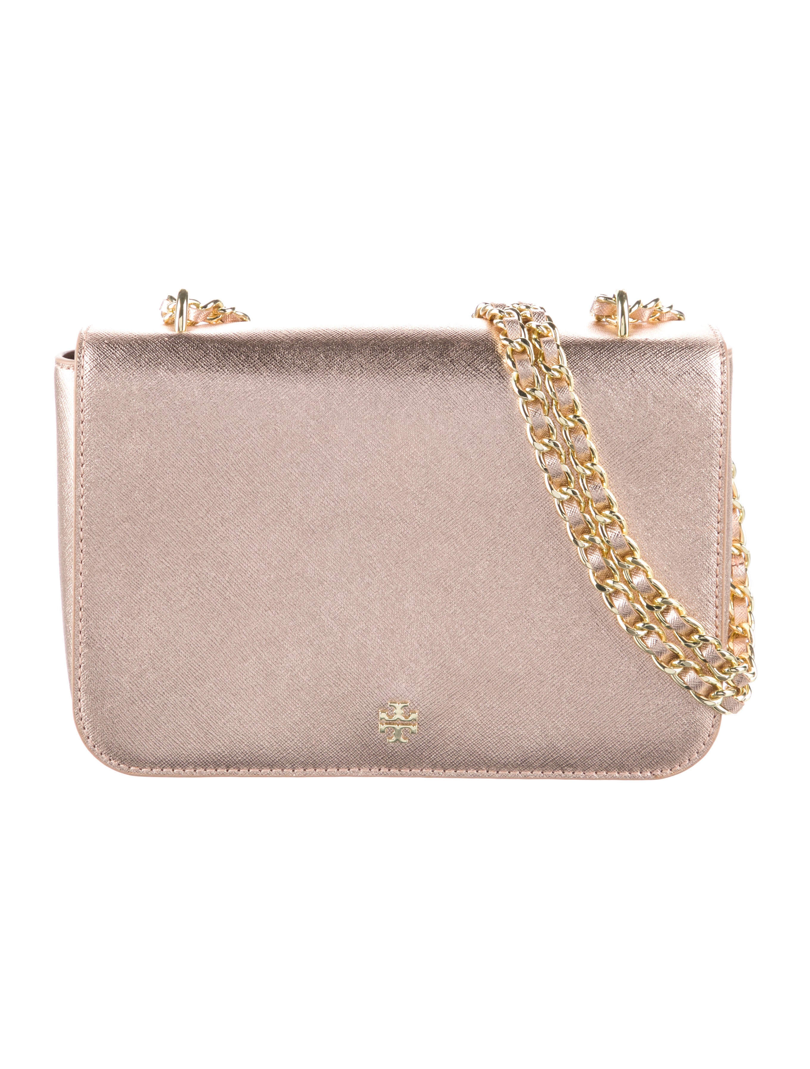 Tory Burch Chain Linked Coated Canvas Shoulder Bag Pink Shoulder Bags