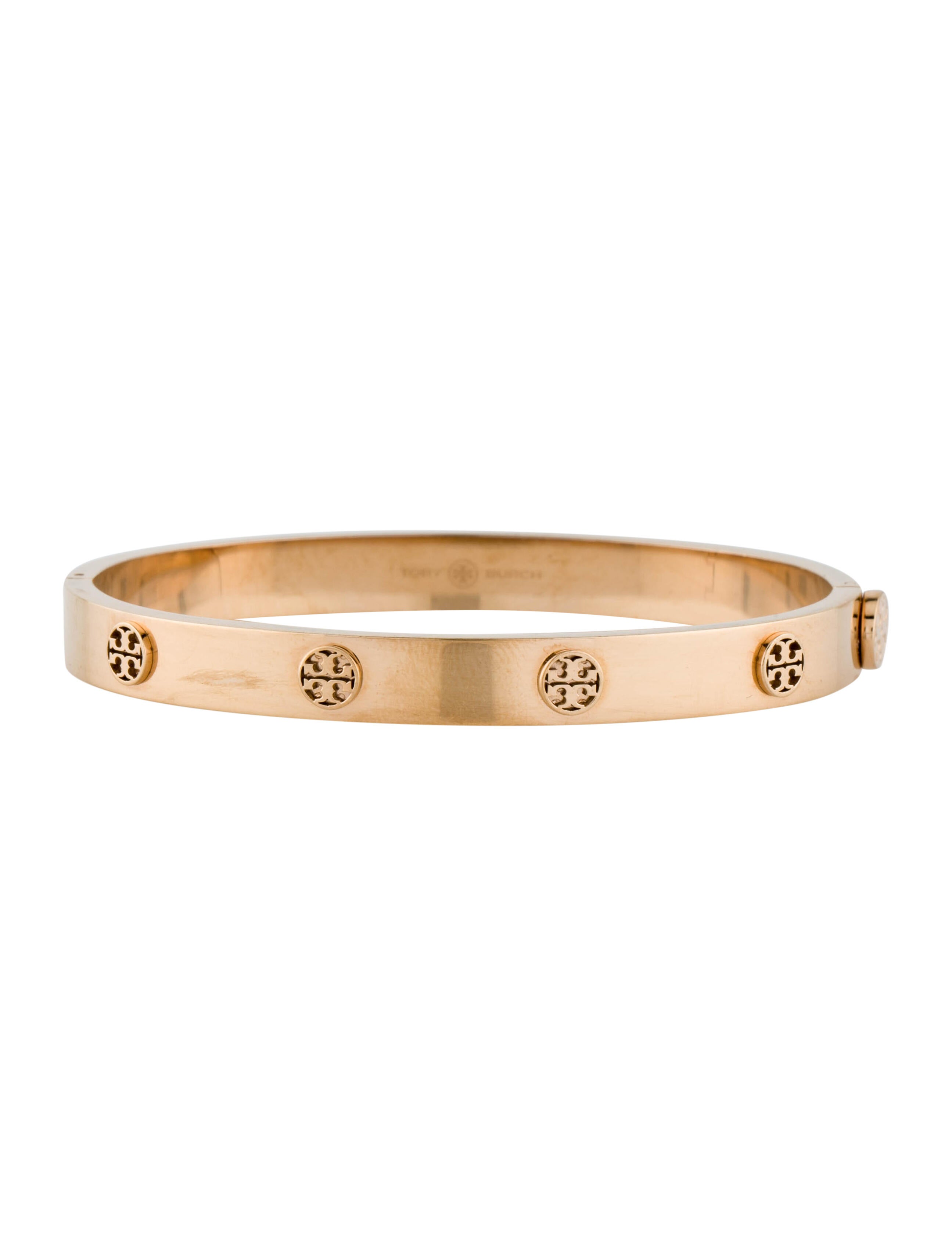 Tory Burch Miller Stud Hinge Bracelet GoldTone Metal Bangle