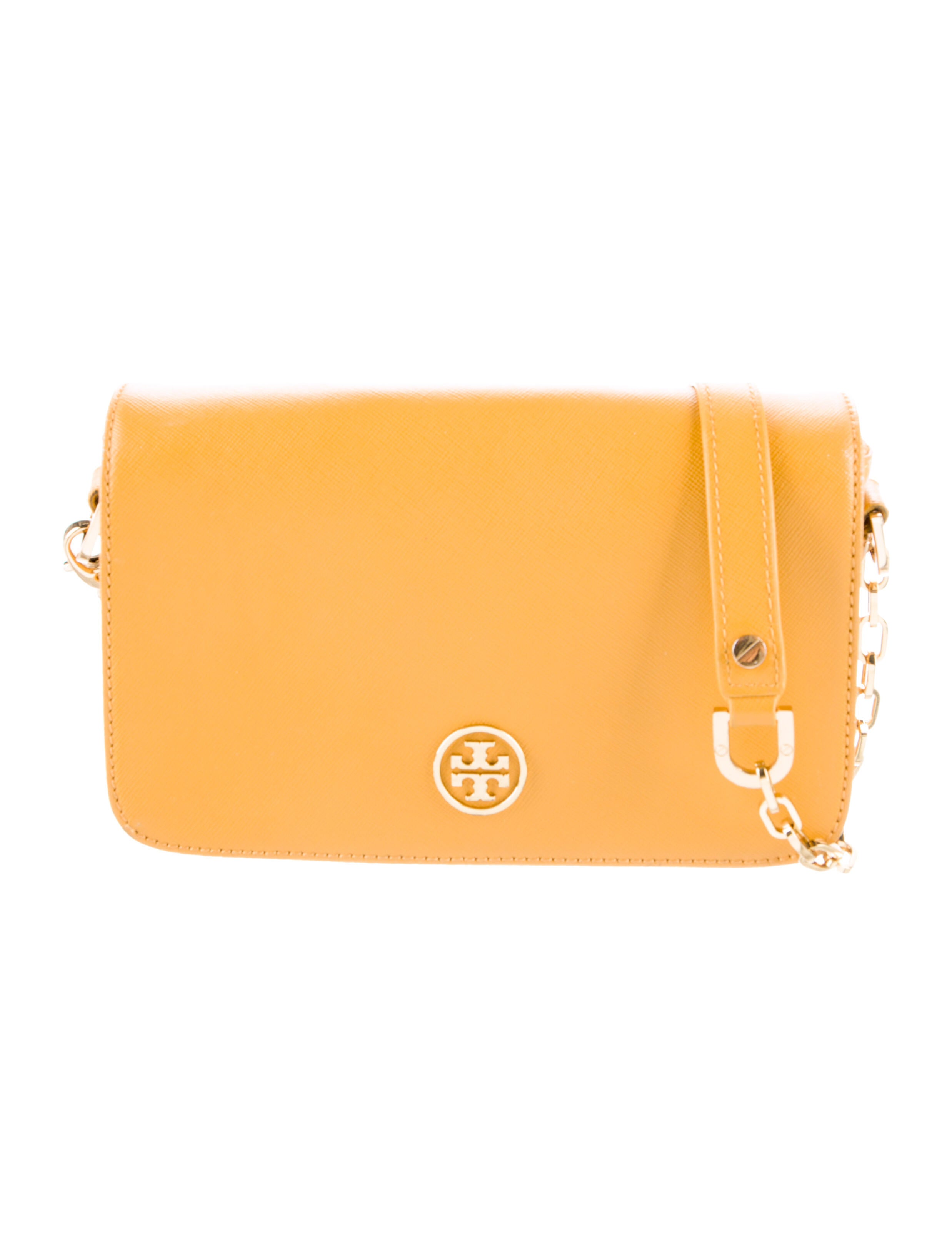 Tory Burch Leather ChainLink Crossbody Bag Yellow Crossbody Bags