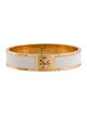 Tory Burch Leather Inlay Hinged Bangle Bracelet
