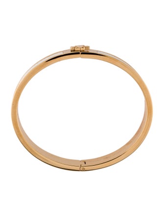 Tory Burch Leather Inlay Hinged Bangle Bracelet