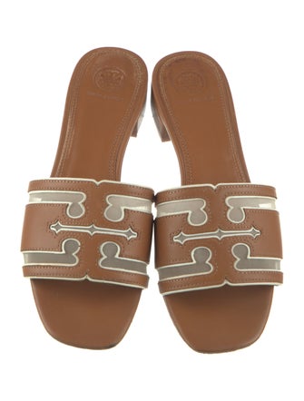 Tory Burch Leather Mesh Accents Slides
