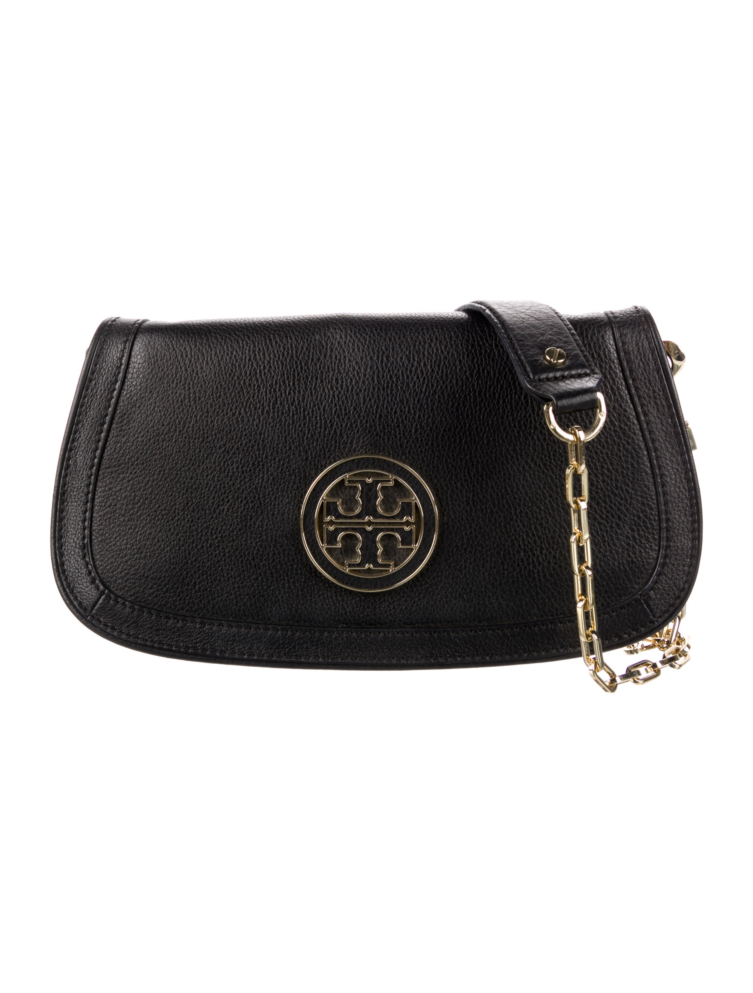 Tory Burch Leather Flap Shoulder Bag Black Shoulder Bags, Handbags