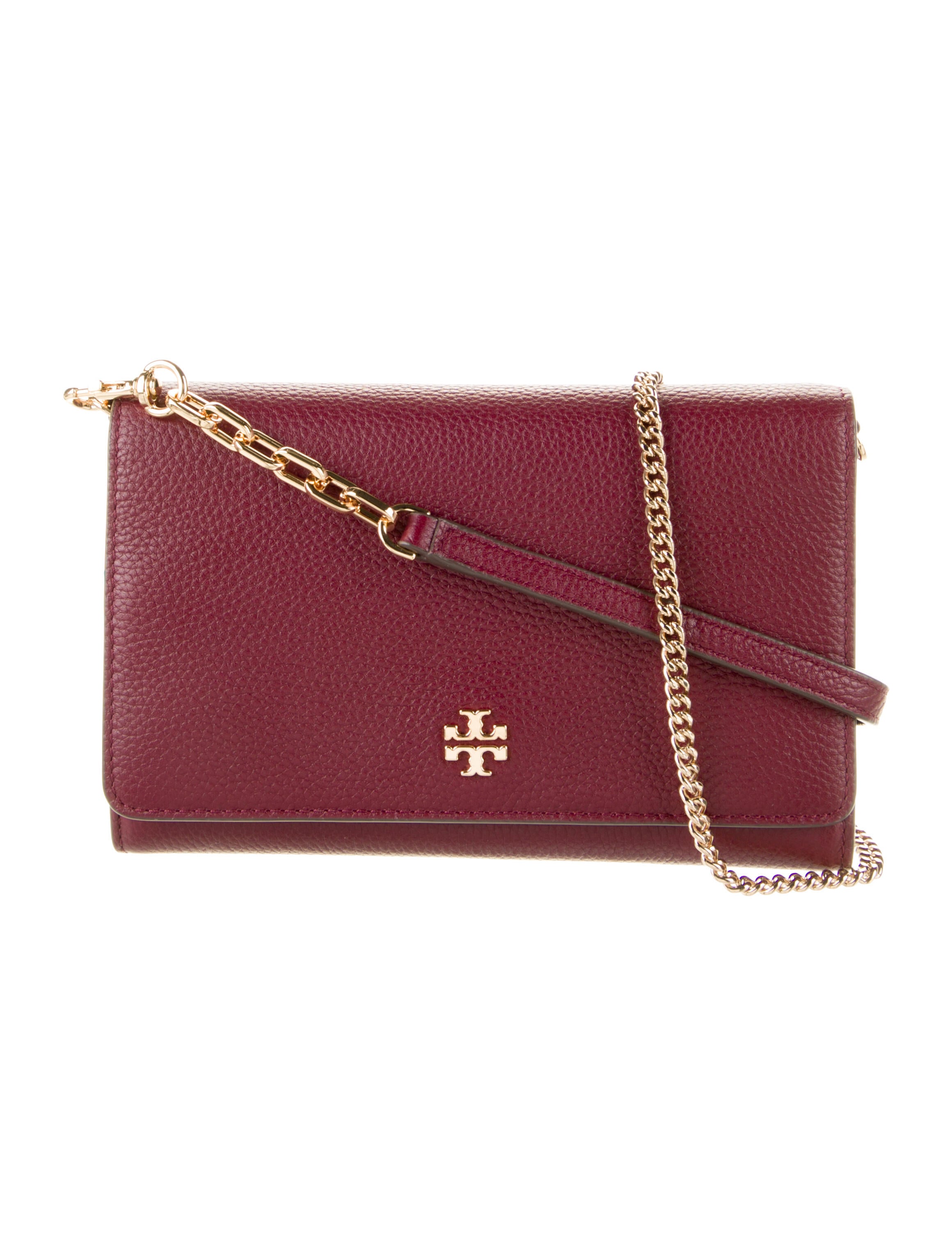 Tory Burch Leather ChainLink Crossbody Bag Burgundy Crossbody Bags
