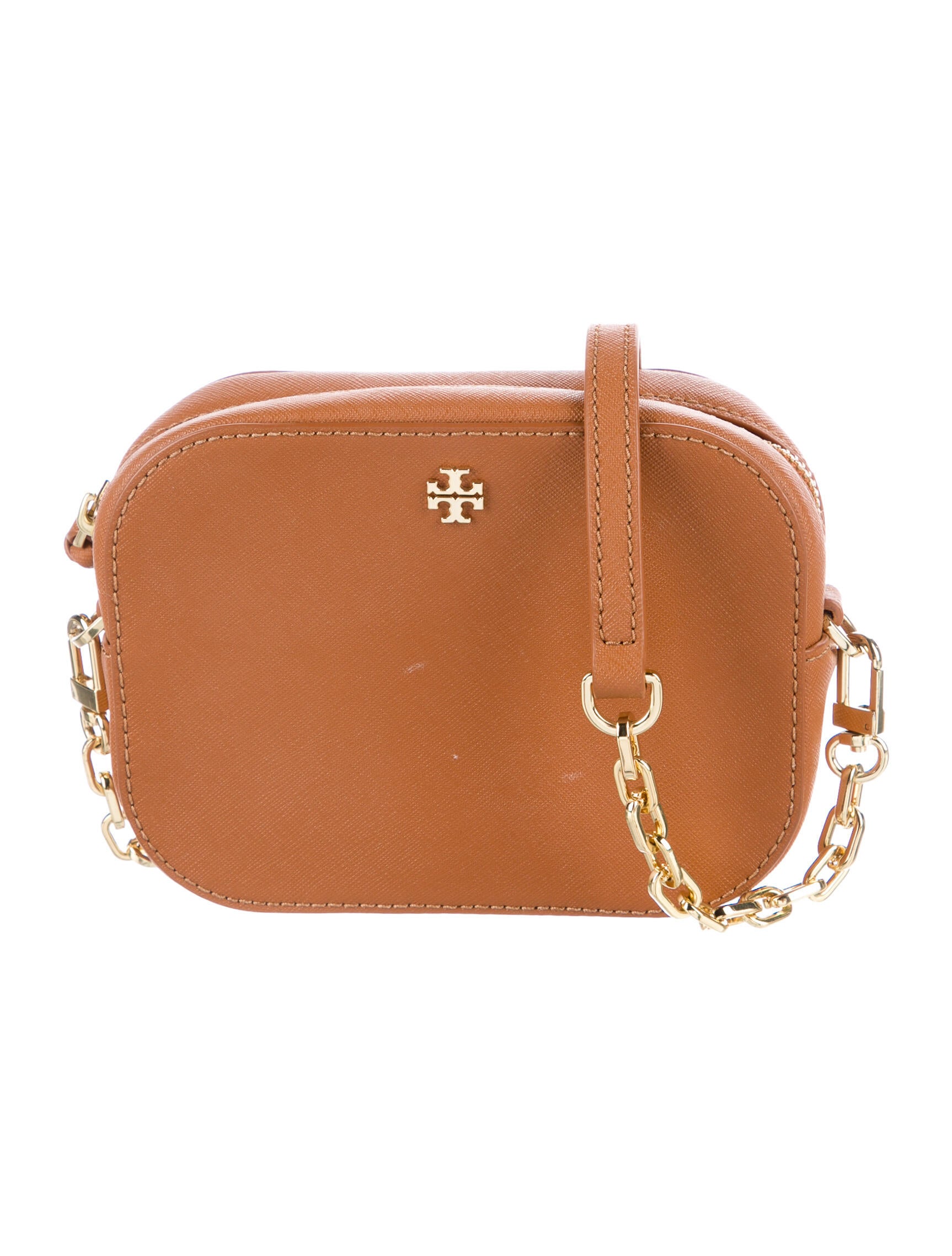 Tory Burch ChainLink Saffiano Leather Crossbody Bag Brown Crossbody