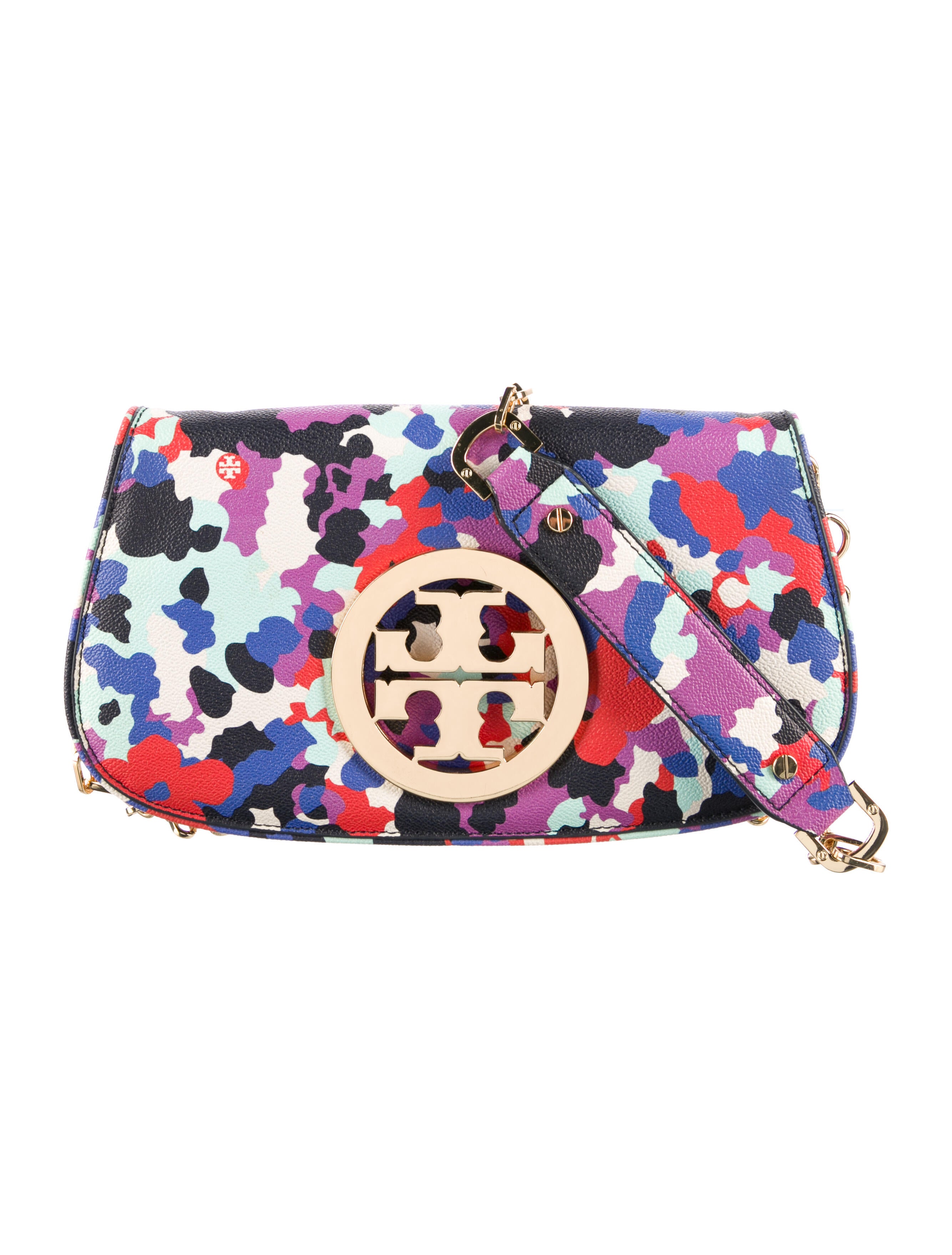 Tory Burch Coated Canvas Shoulder Bag Blue Shoulder Bags, Handbags