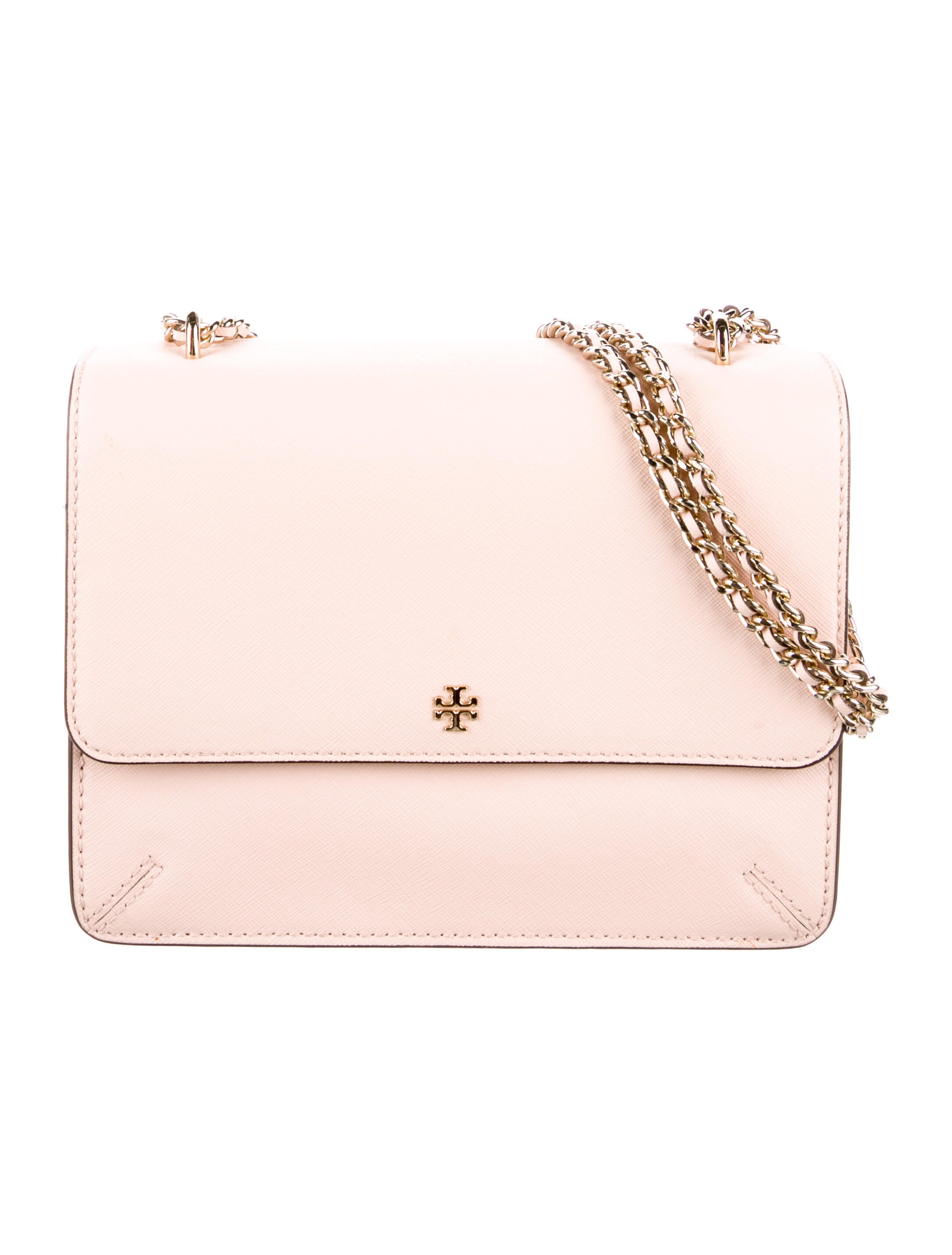 Tory Burch Leather ChainLink Crossbody Bag Pink Crossbody Bags