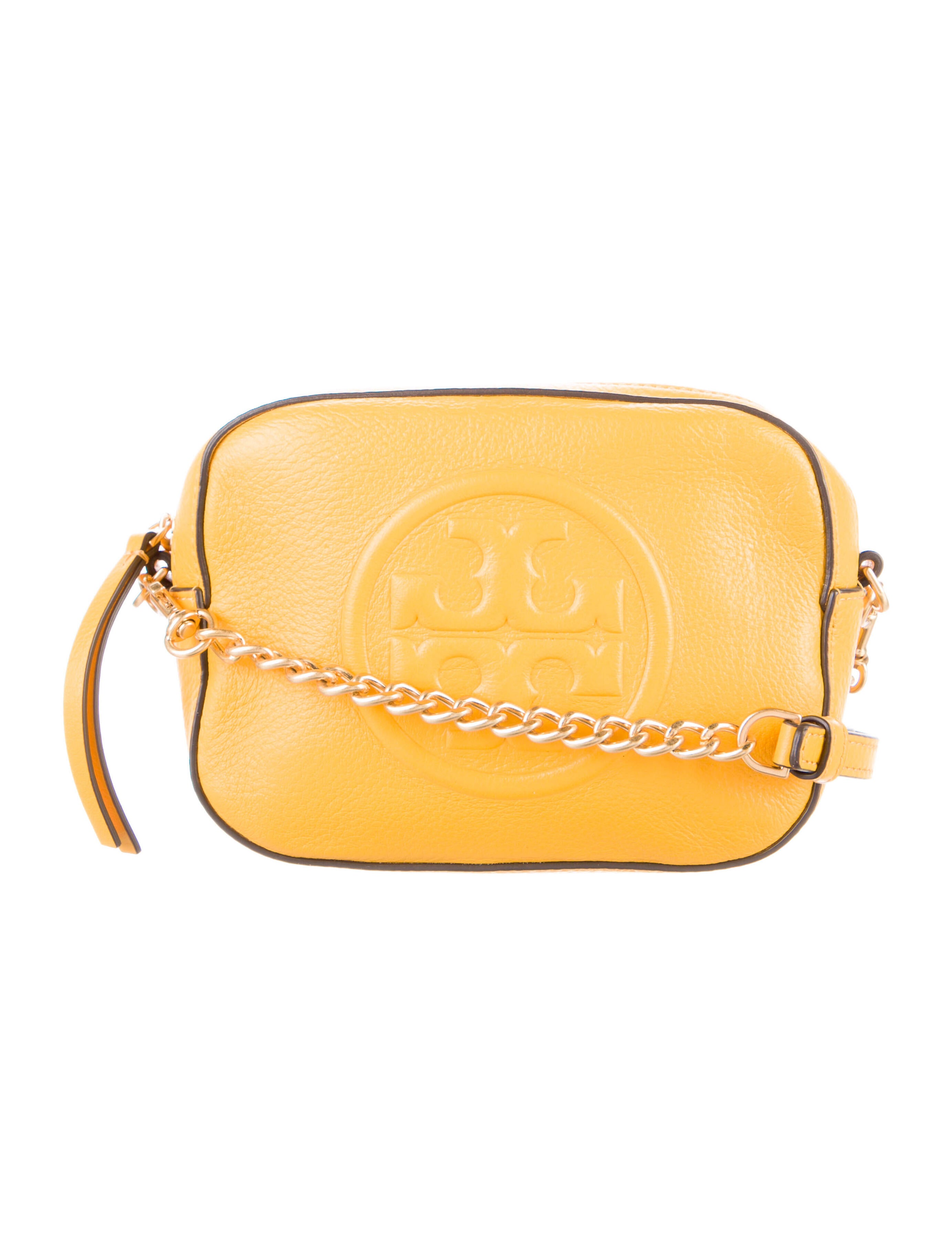 Tory Burch Solid Leather Crossbody Yellow Crossbody Bags, Handbags