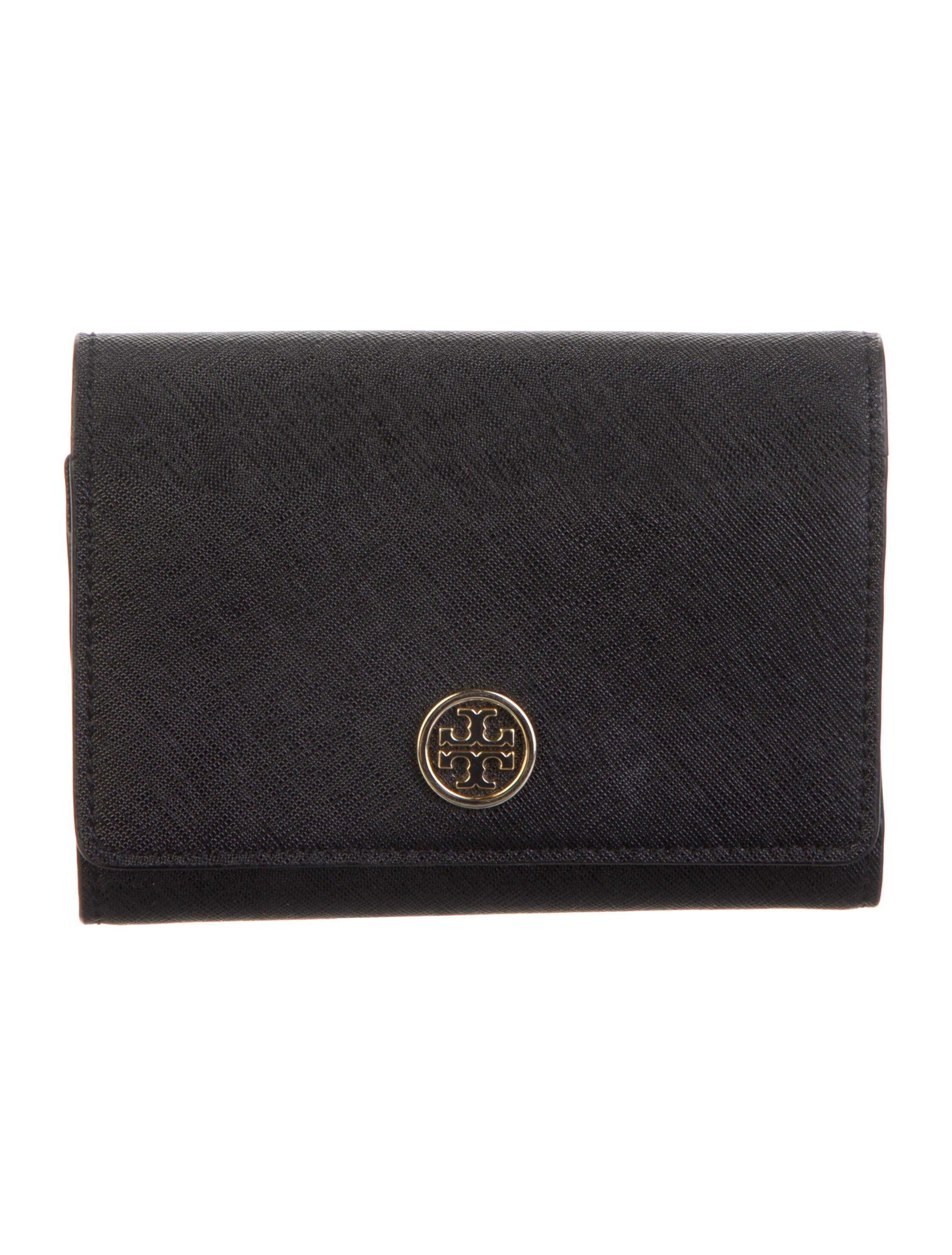 Tory Burch Leather Trifold Wallet Black Wallets, Accessories