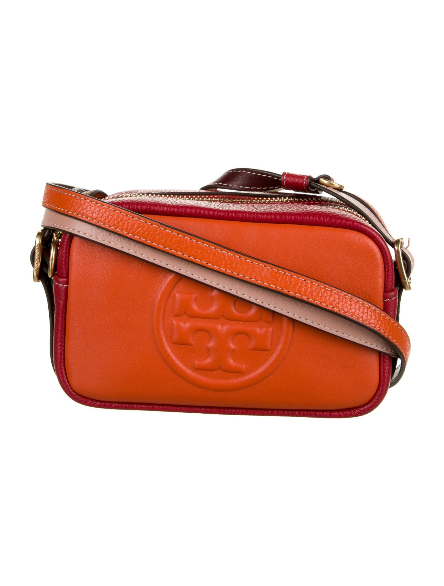 Tory Burch Leather Trimmed Leather Crossbody Bag Orange Crossbody Bags, Handbags WTO549063