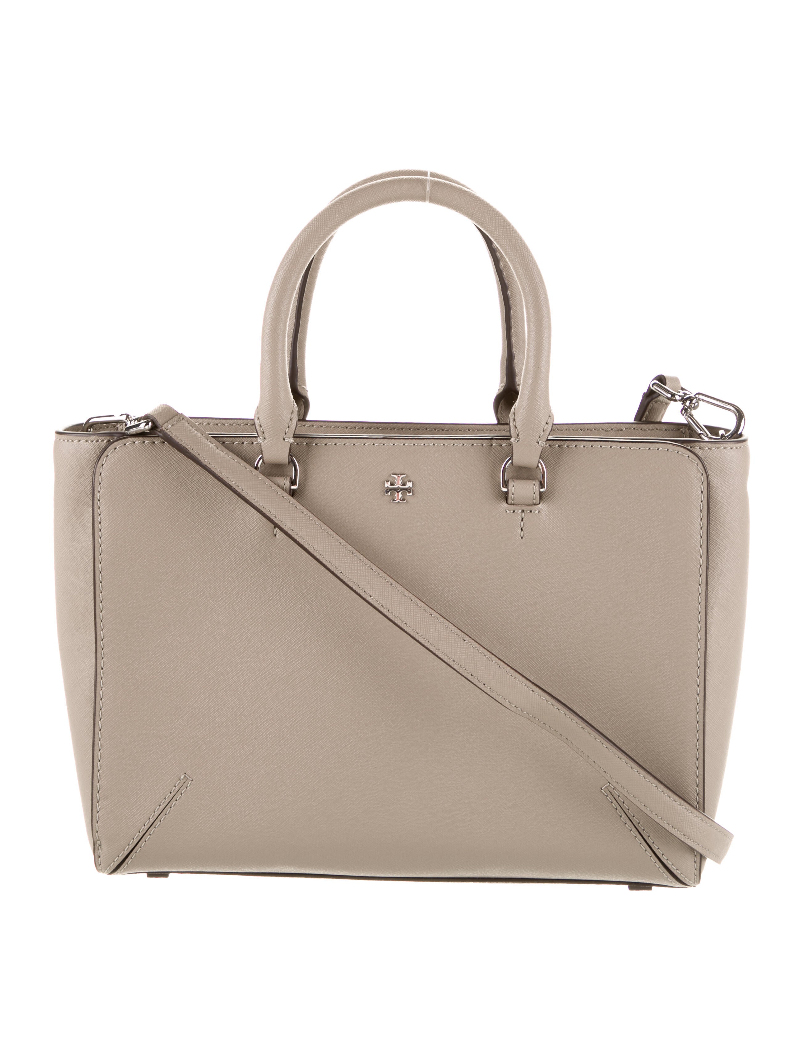 Tory Burch Saffiano Leather Handle Bag Grey Handle Bags, Handbags
