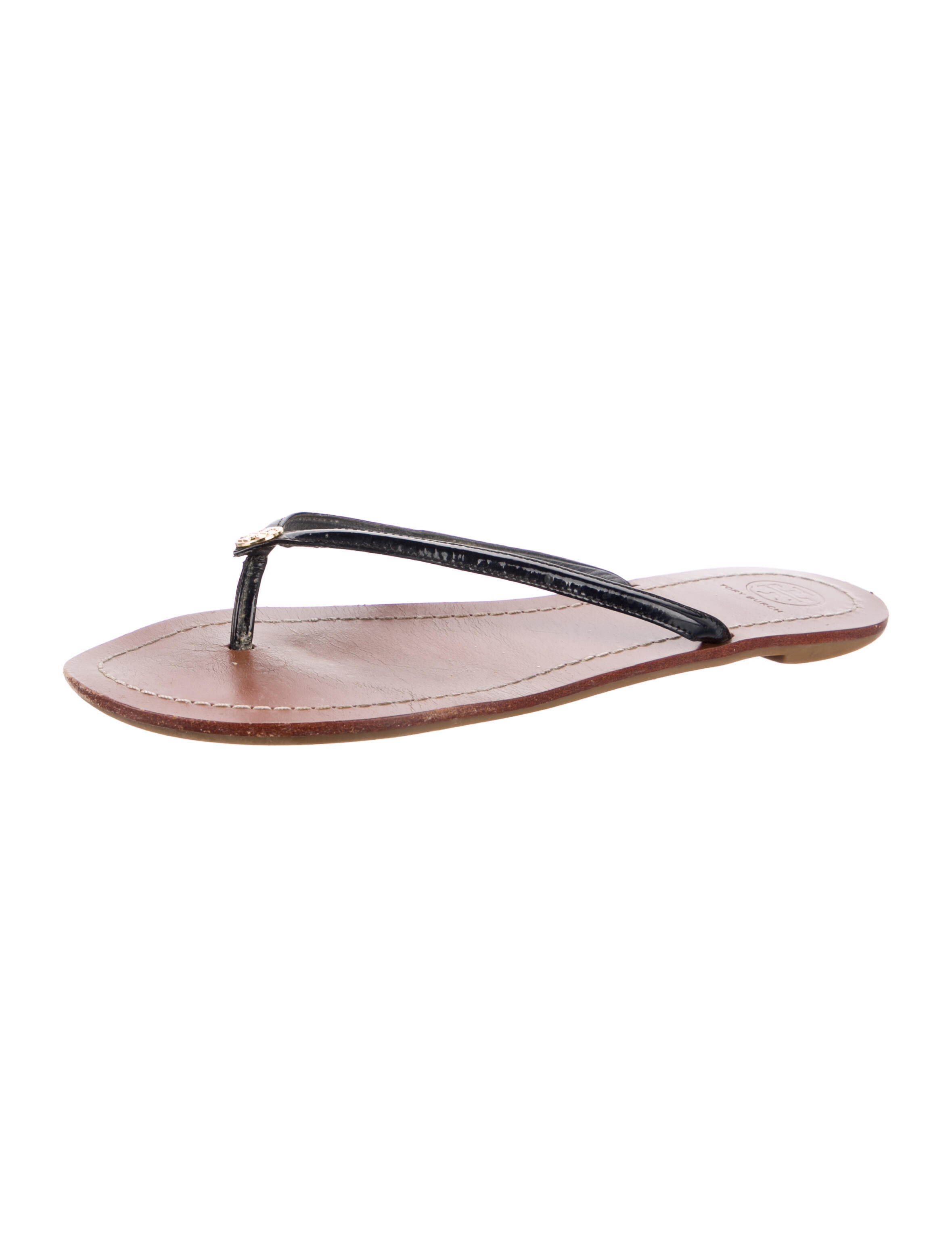 Tory Burch Leather Flip Flops Black Sandals, Shoes WTO553264 The