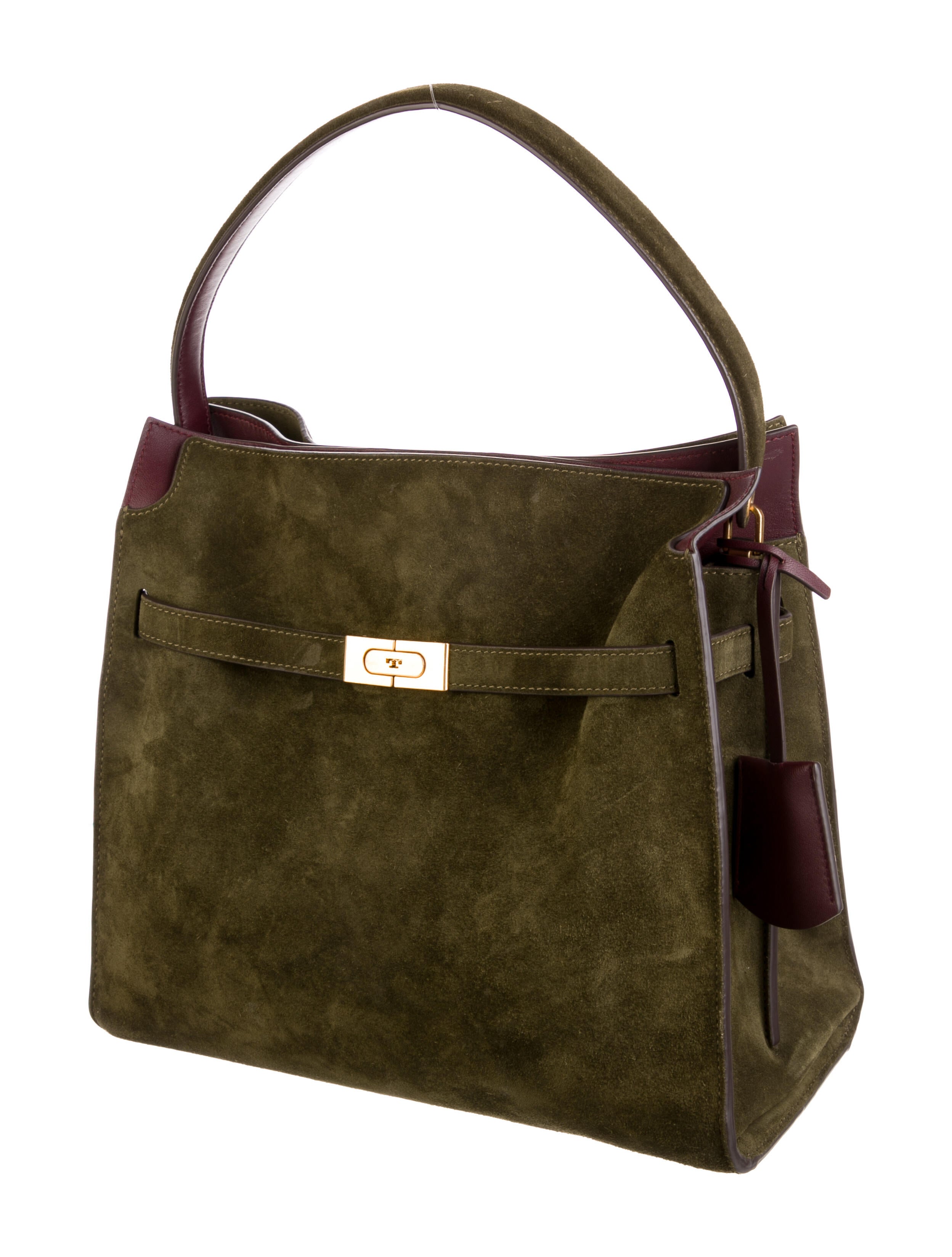 Tory Burch Lee Radziwill Suede Bag - Green Handle Bags, Handbags