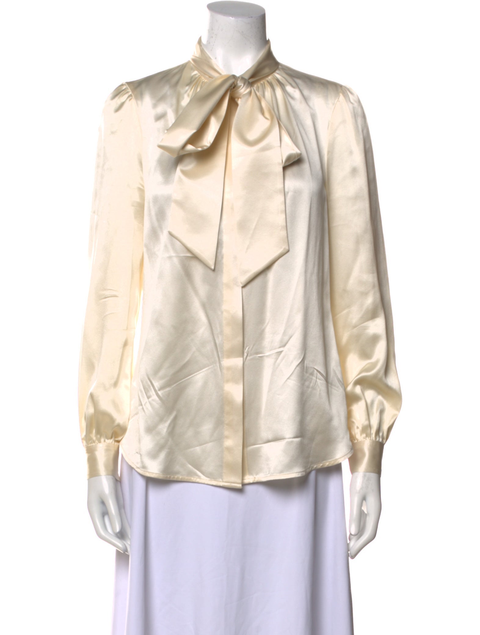 Tory Burch Silk Tie Neck Button-Up Top