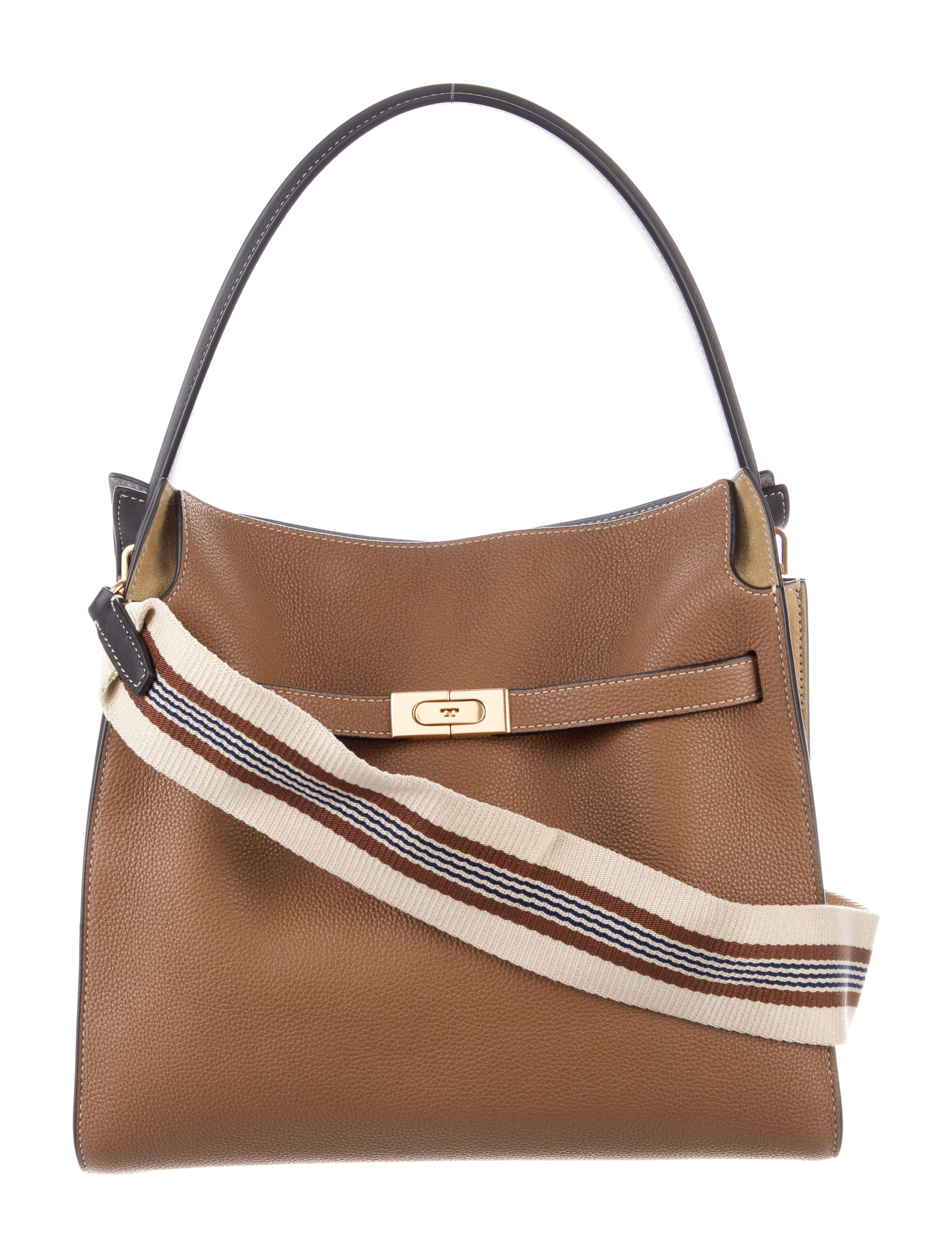 Tory Burch Lee Radziwill Leather Shoulder Bag Brown Shoulder Bags