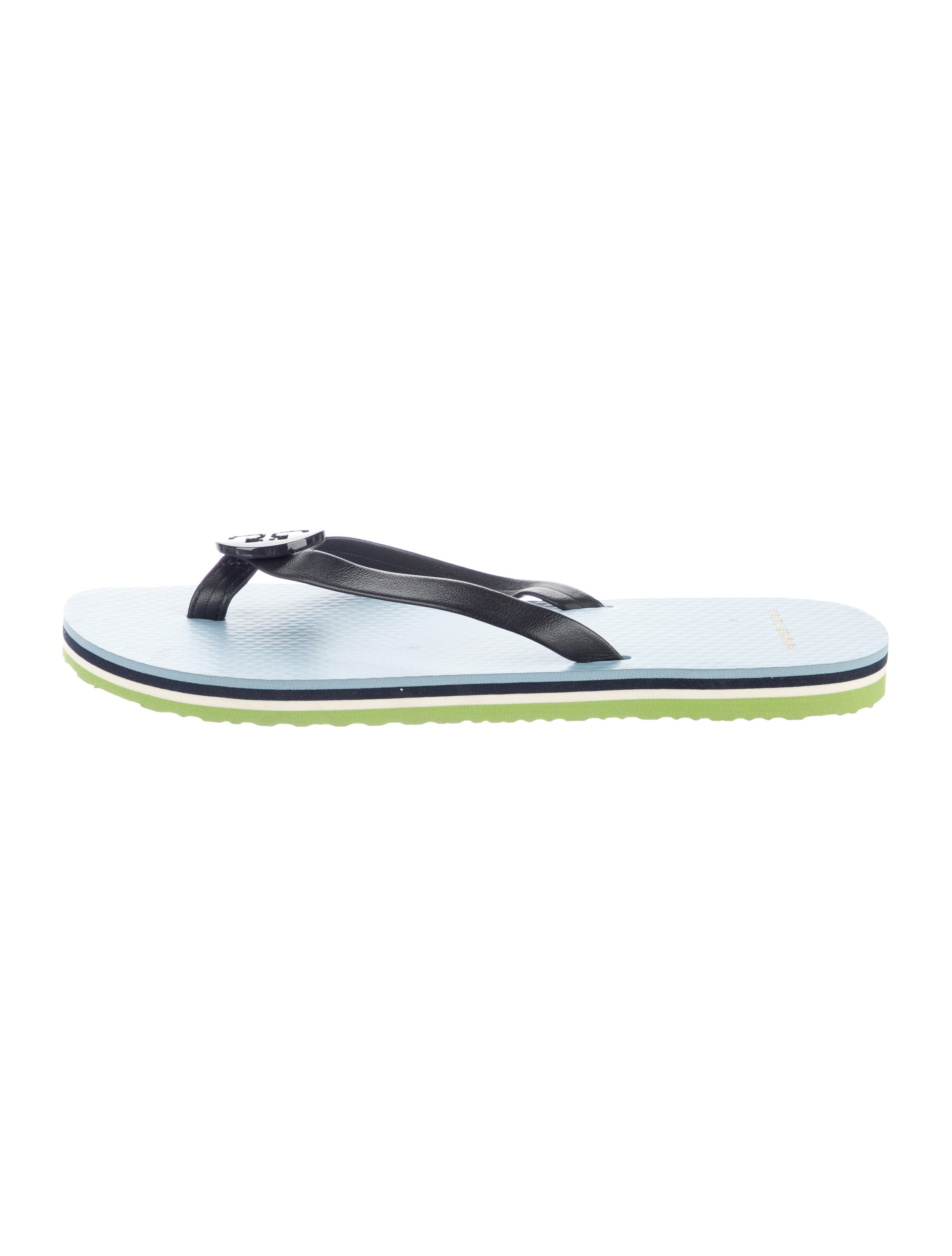 Tory Burch Leather Flip Flops Blue Sandals, Shoes WTO557404 The