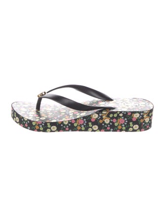 Tory Burch Rubber Floral Print Flip Flops