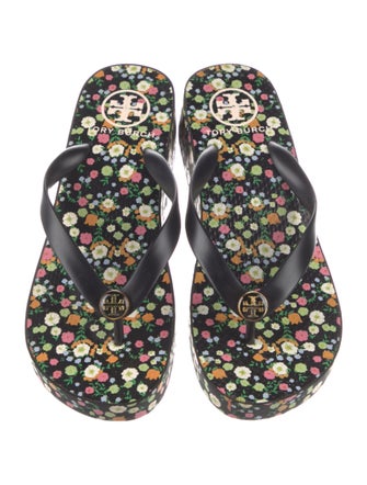 Tory Burch Rubber Floral Print Flip Flops