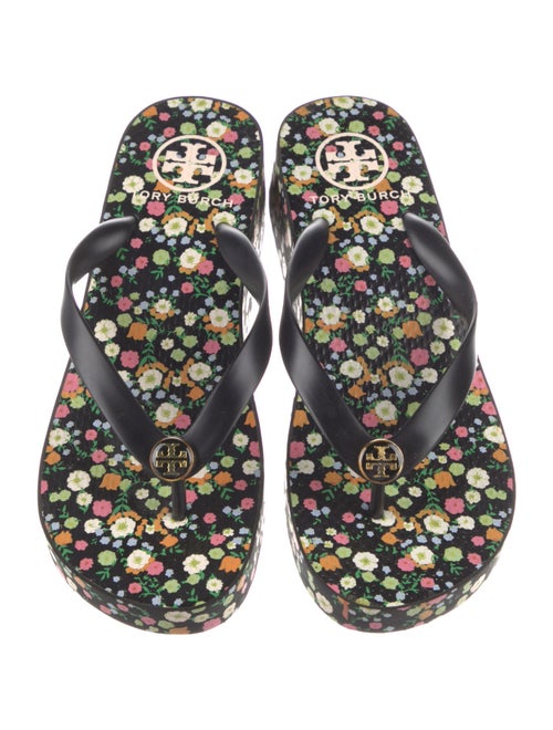 Tory Burch Rubber Floral Print Flip Flops