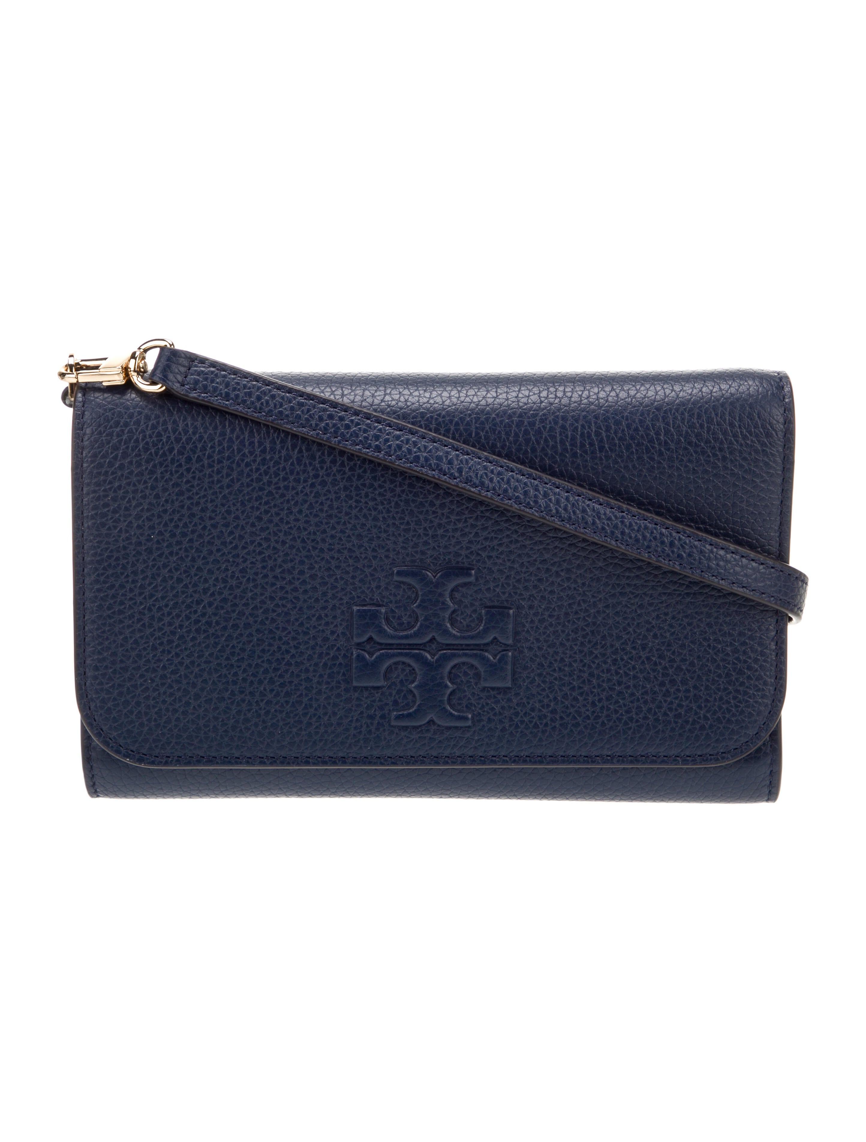 Tory Burch Pebbled Leather Crossbody Bag Blue Crossbody Bags