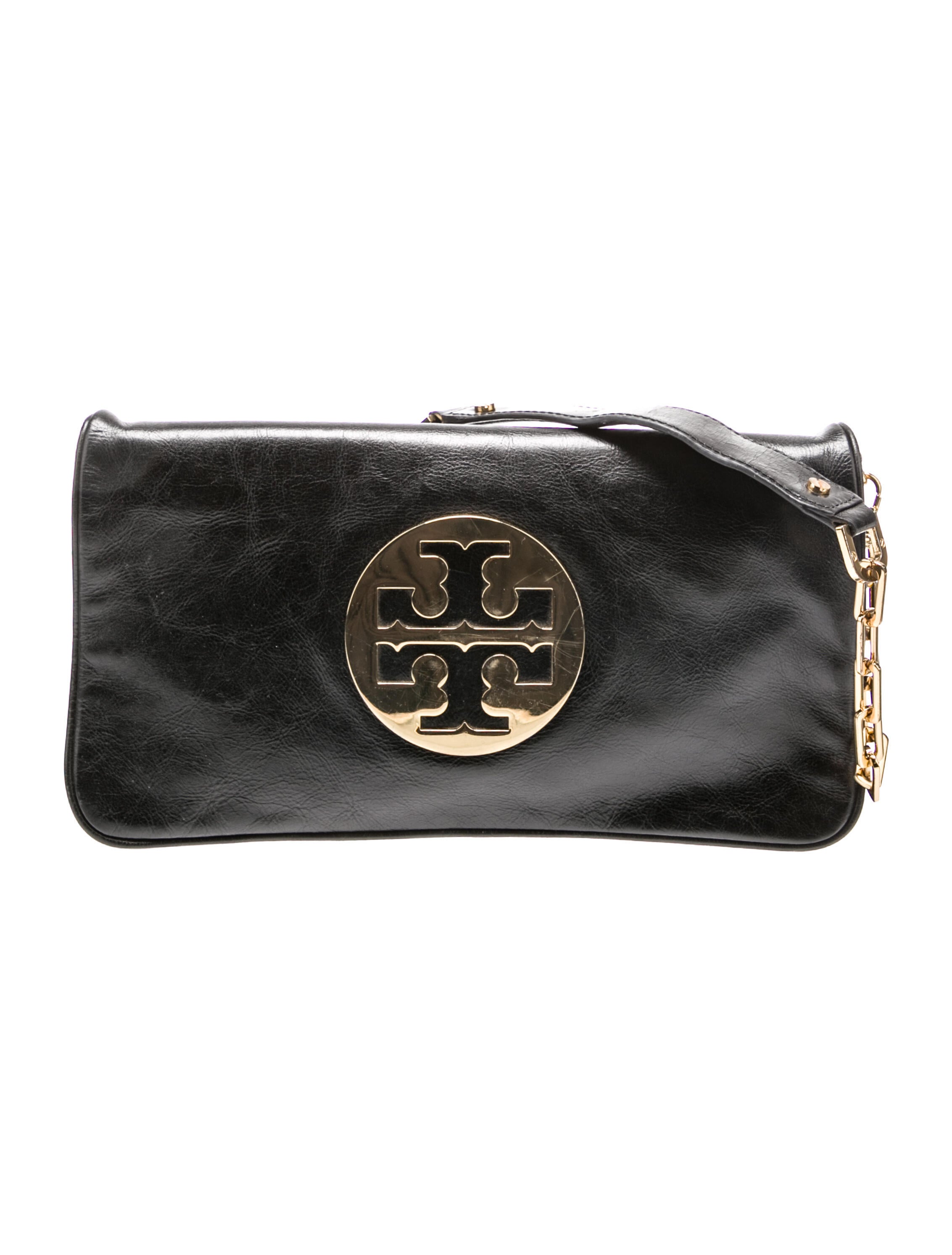 Tory Burch Leather Chain-Link Shoulder Bag - Black Shoulder